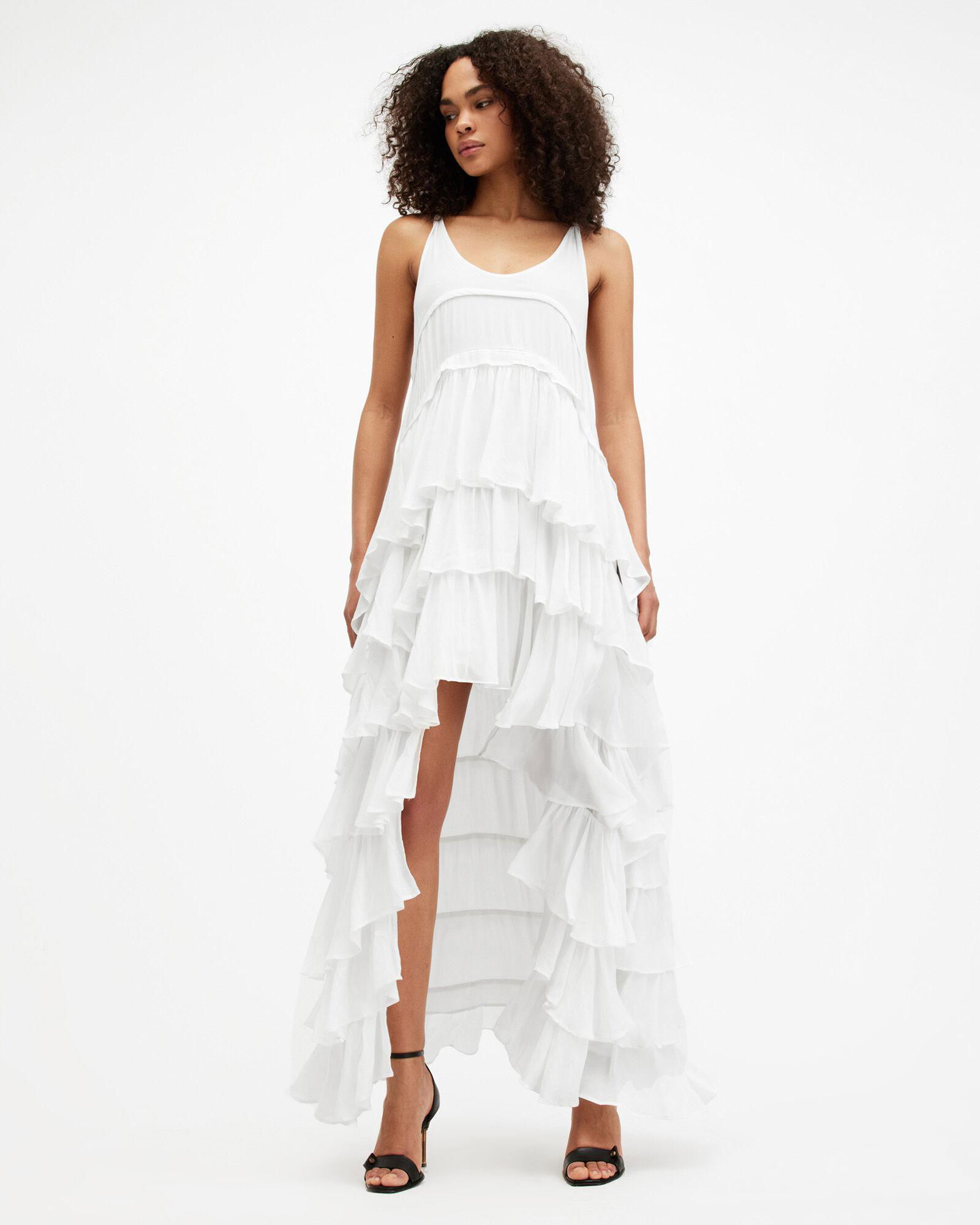 Carys - Halterneck Layered Ruffle Maxi Dress