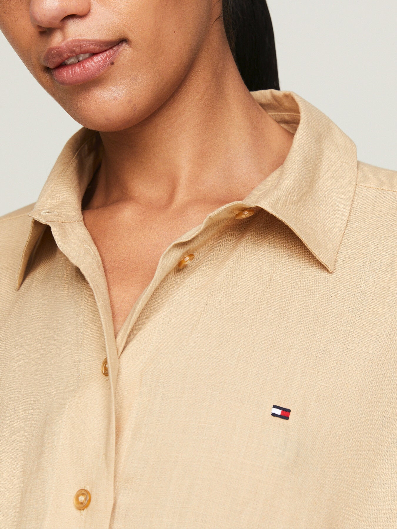 TOMMY HILFIGER Linen Relaxed Short Sleeve Shirt Dress | endource