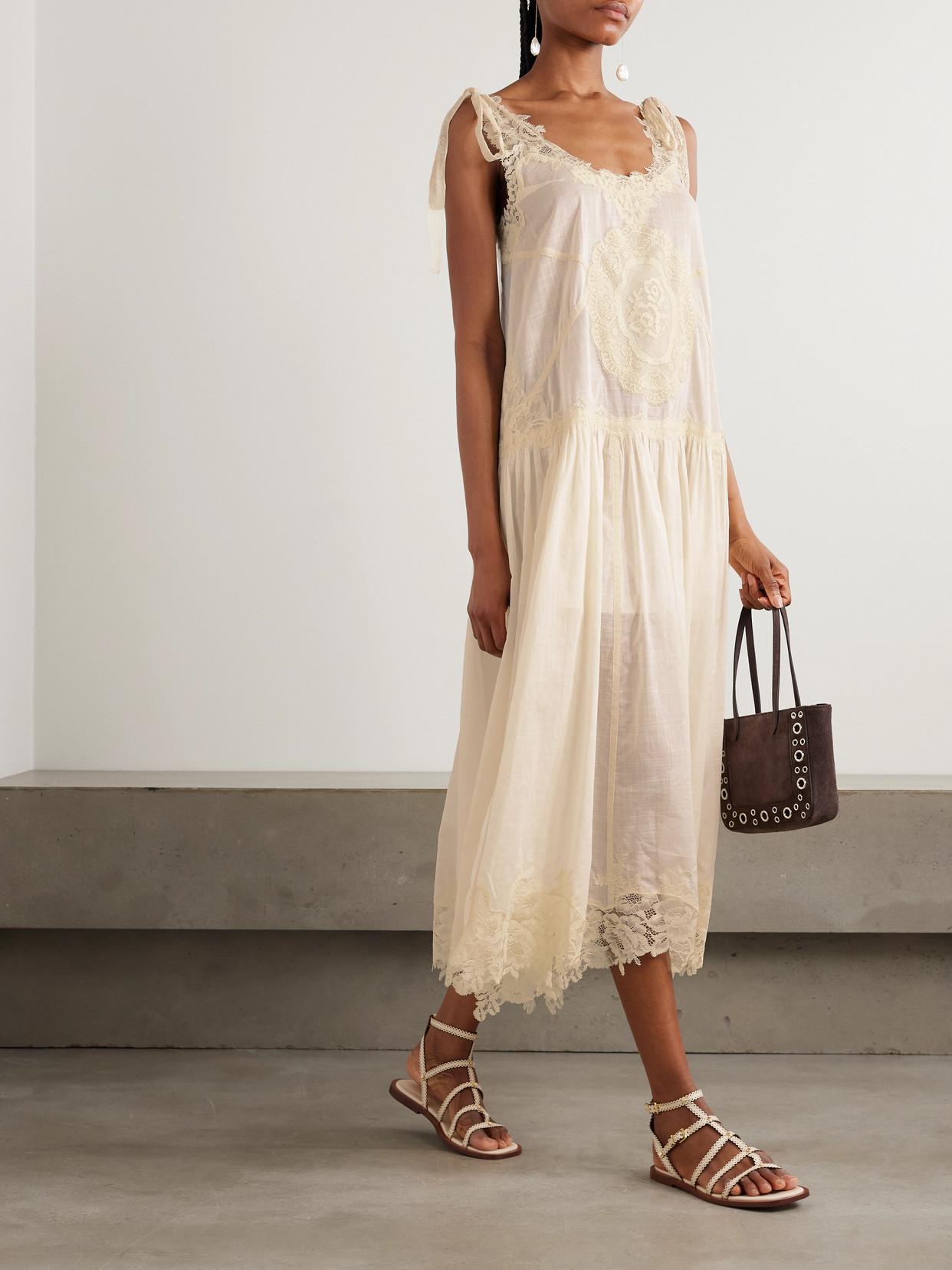 ZIMMERMANN Cascadian Lace-Trimmed Checked Cotton-Voile Midi Dress | endource ZIMMERMANN Cascadian Lace-Trimmed Checked Cotton-Voile Midi Dress | endource
