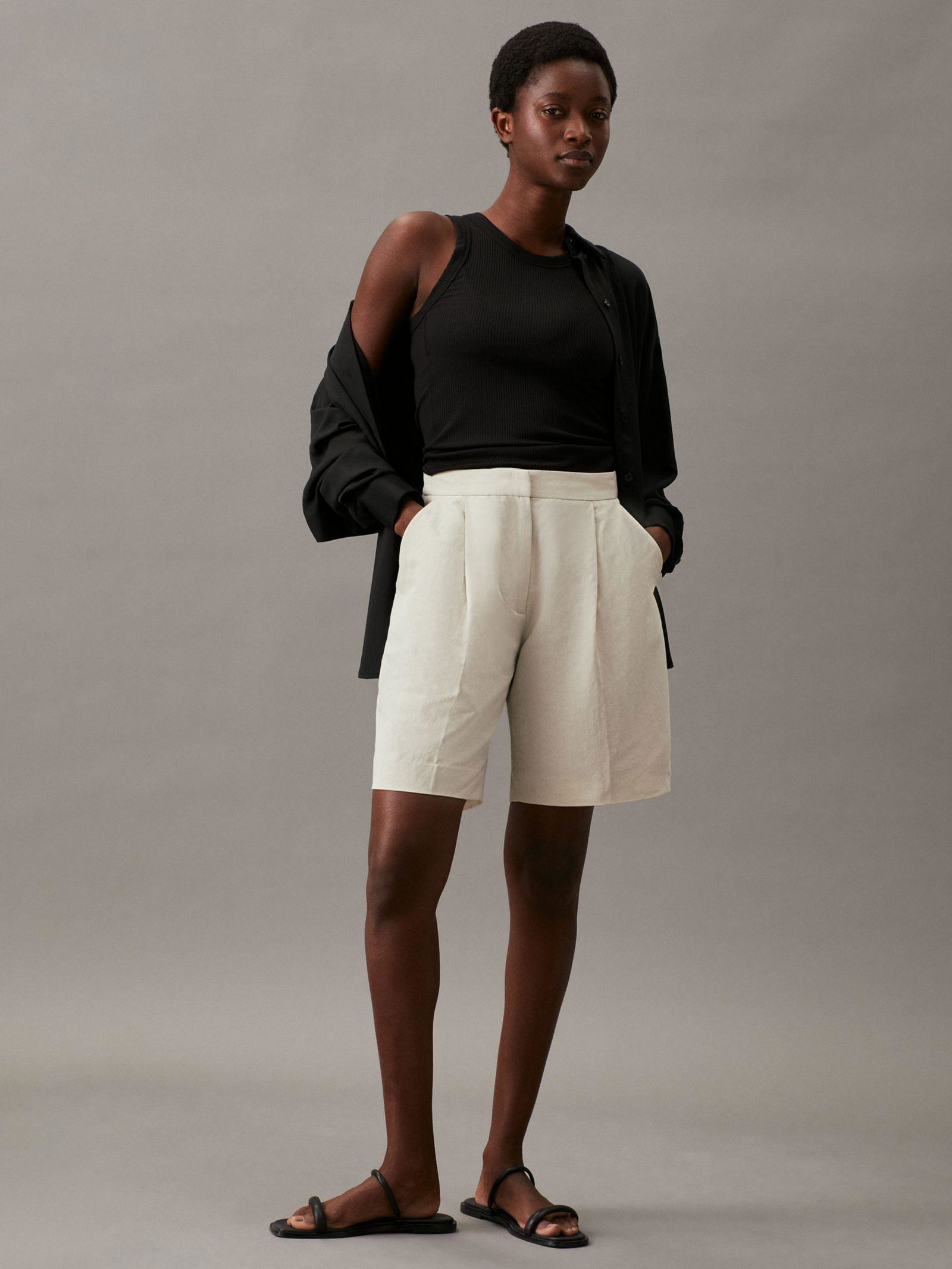 CALVIN KLEIN Linen Tailored Shorts endource