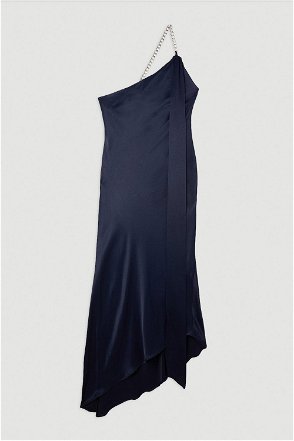 KAREN MILLEN Petite Drapey Crepe Jersey Asymmetrical Midaxi Dress