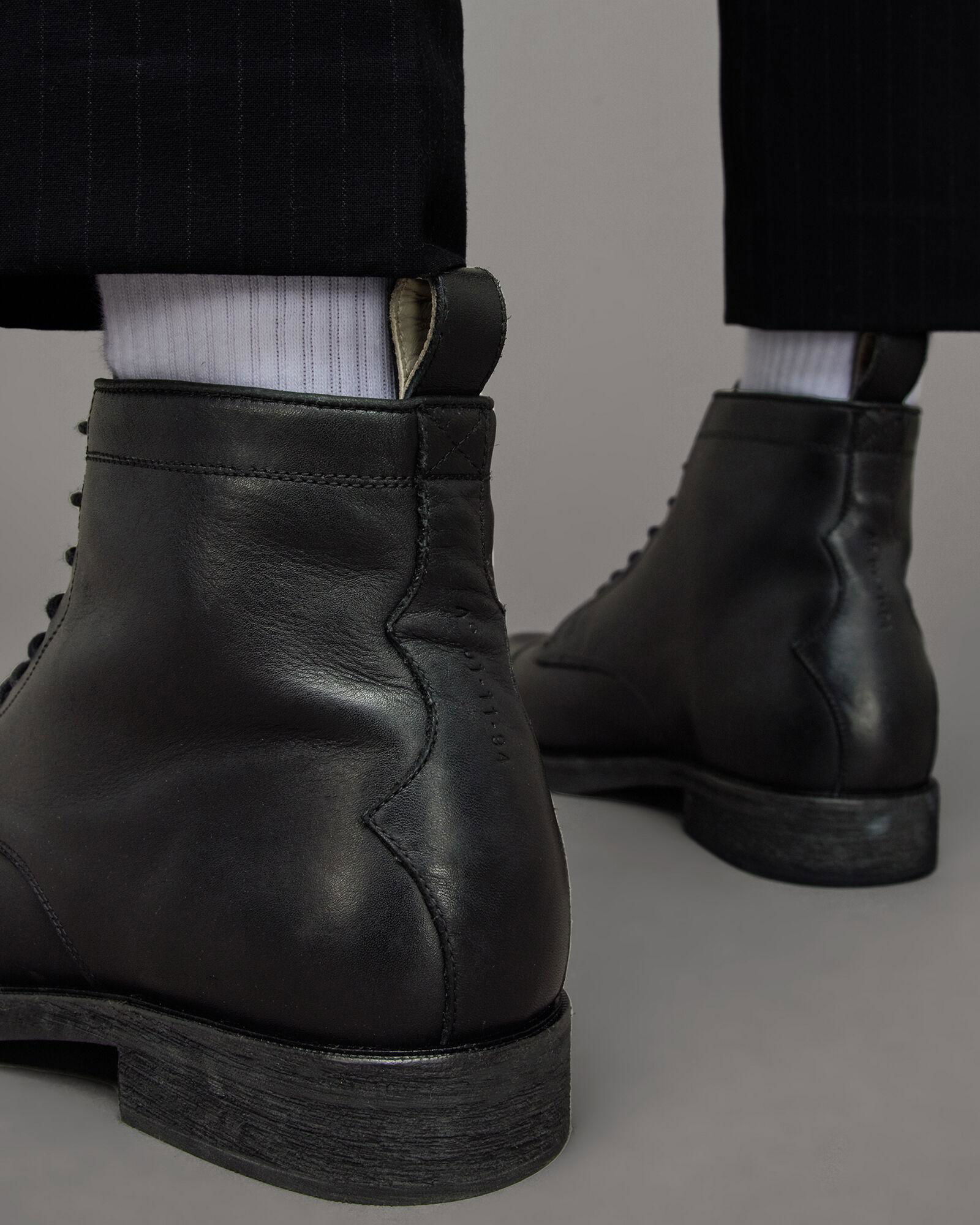 AllSaints $300 Drago Suede Lace Up Boots Khaki Distressed Almond Toe Sz 41 NEW ALLSAINTS Drago Leather Lace Up Boots | endource main image 3