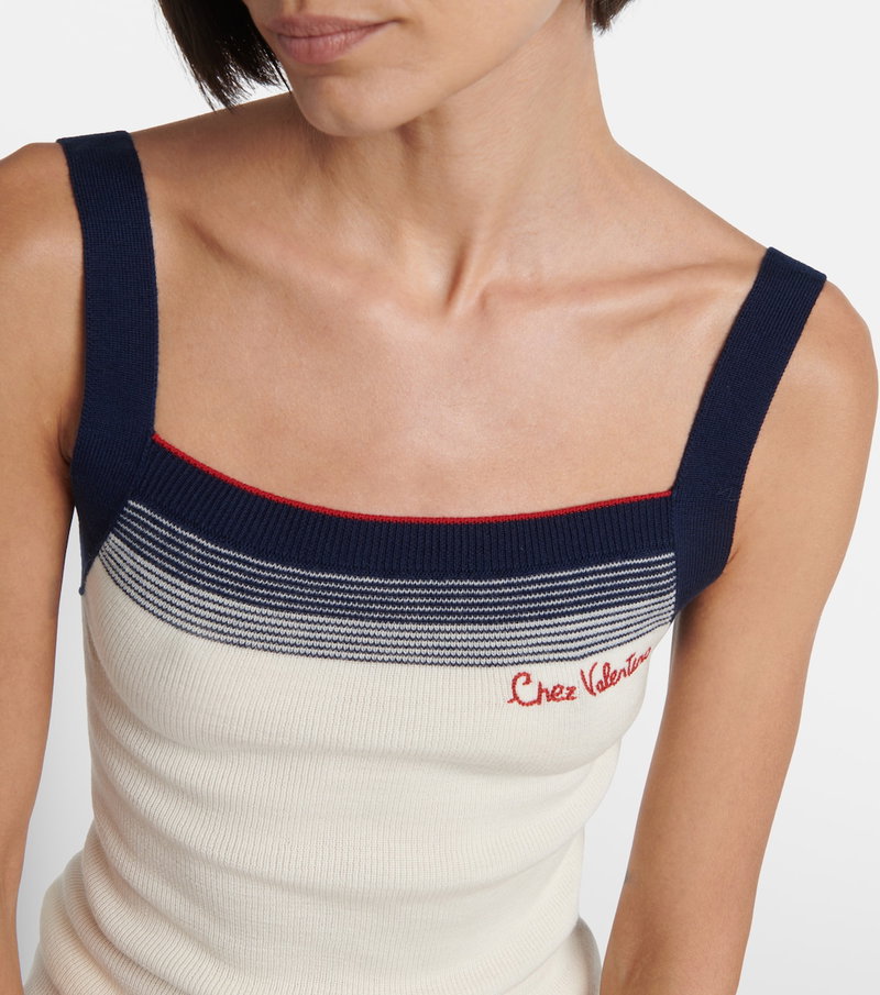 Valentino striped knit tank top, cream and navy