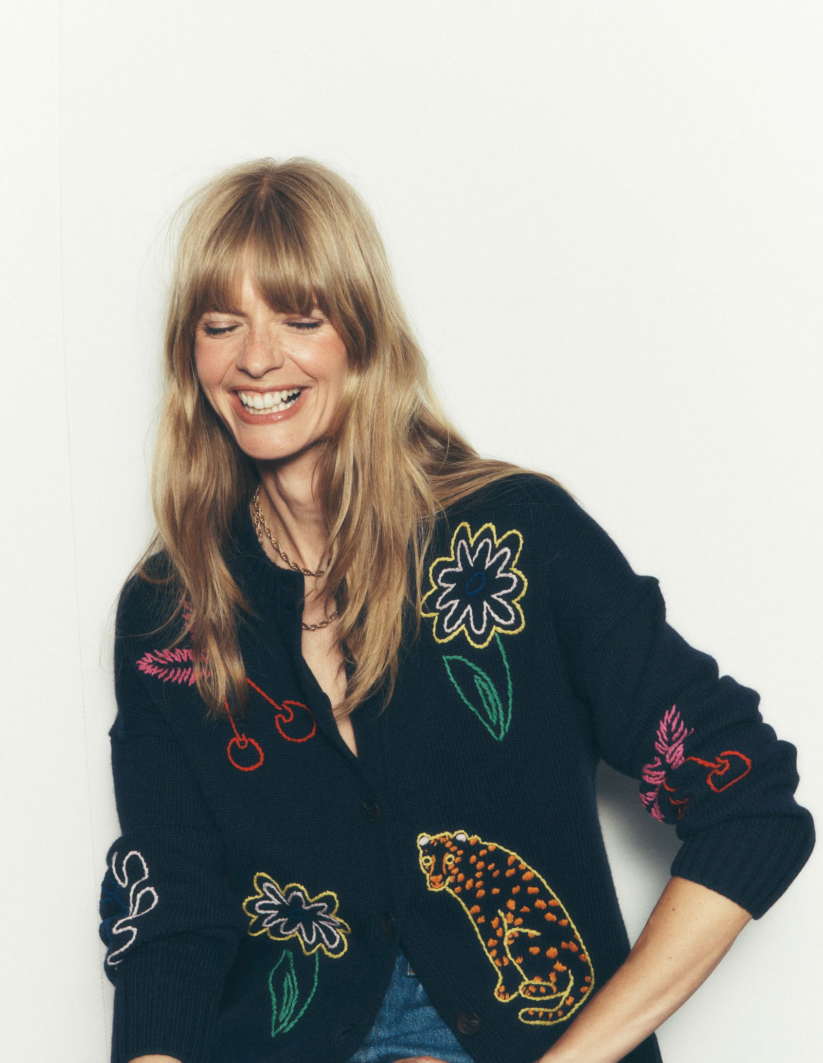 BODEN Natalie Embroidered Cardigan-Navy Embroidery | endource