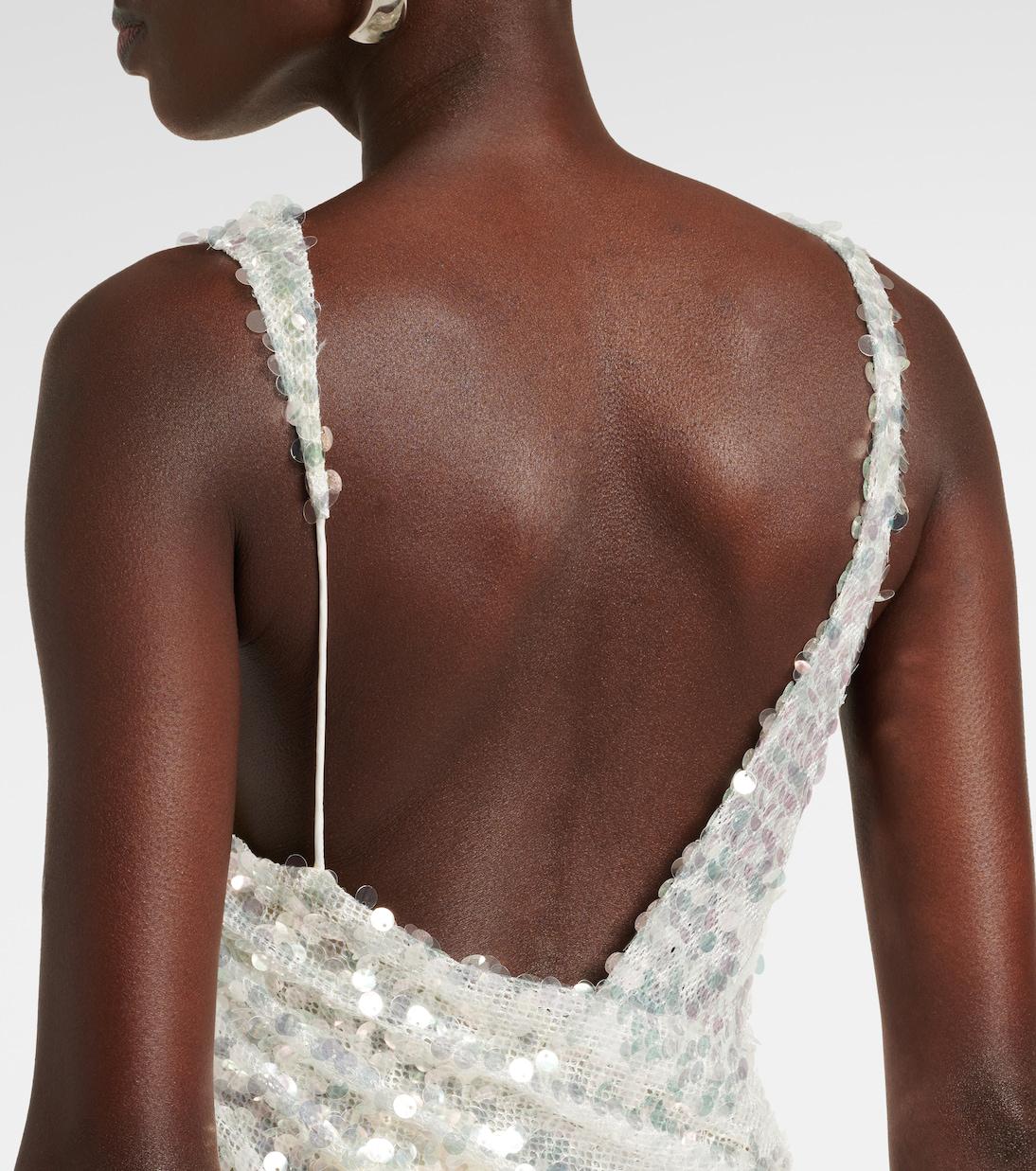 christopher esber cotton blend lace trimmed sequined mesh mini dress Christopher Esber
