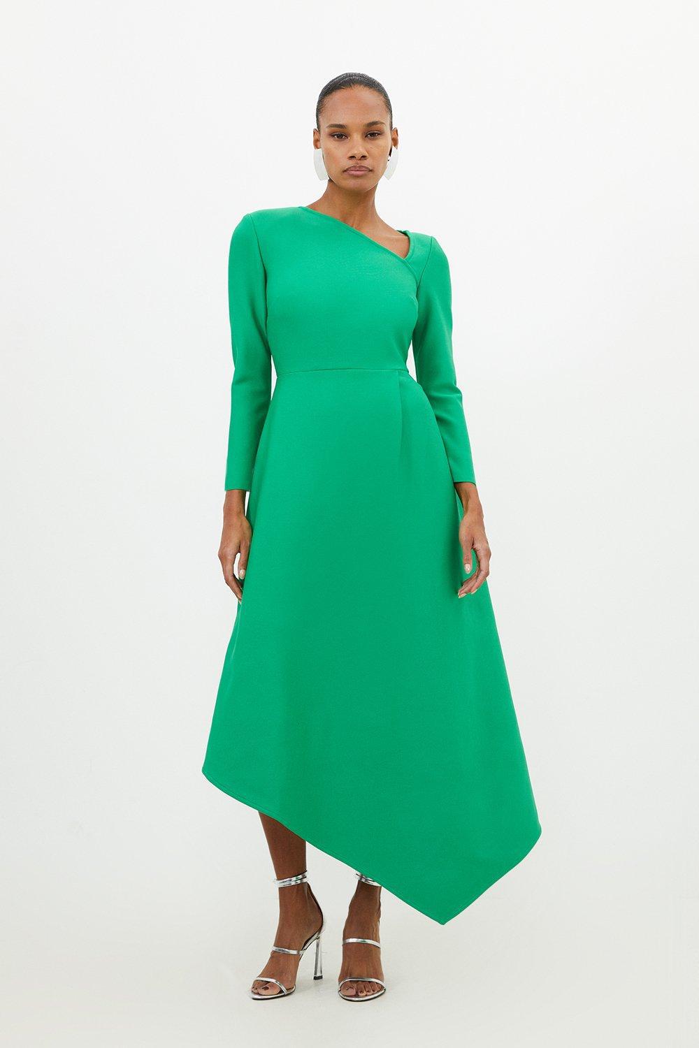 figure form bandage asymmetric strap knit midi dress KAREN MILLEN Figure Form Bandage Asymmetric Hem Knit Midi Dress