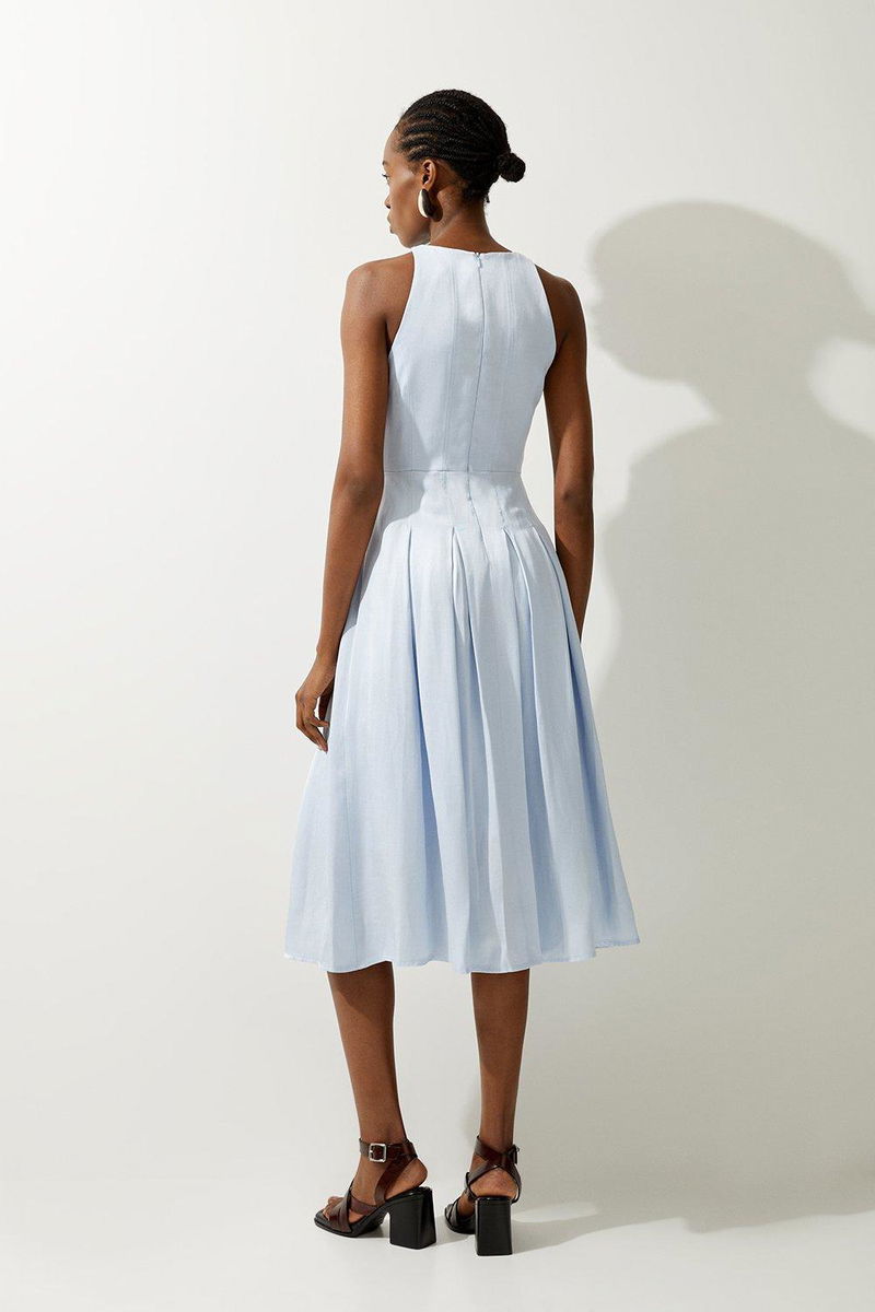 chappell roan blue dress costume Bella Satin Halter Maxi Dress - Frosted Blue