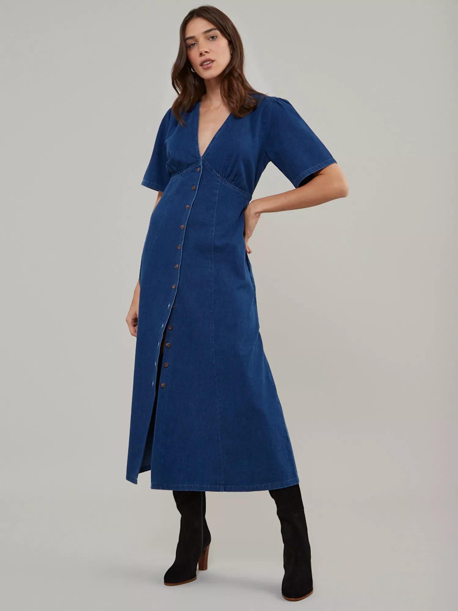 white christmas dresses (SHIPS 5/8) KANCAN Sweet Magnolia Dark Wash Denim Dress main image 0