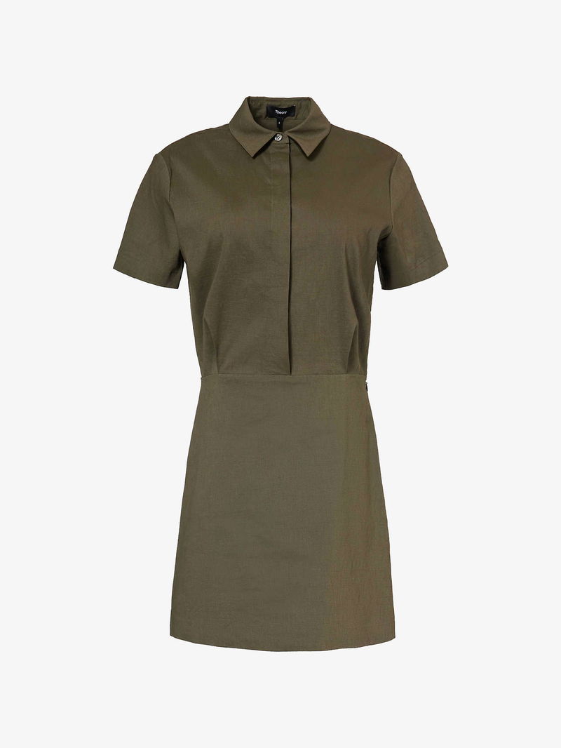 theory pleated mini dress Sleek Poplin Pleated Mini Dress