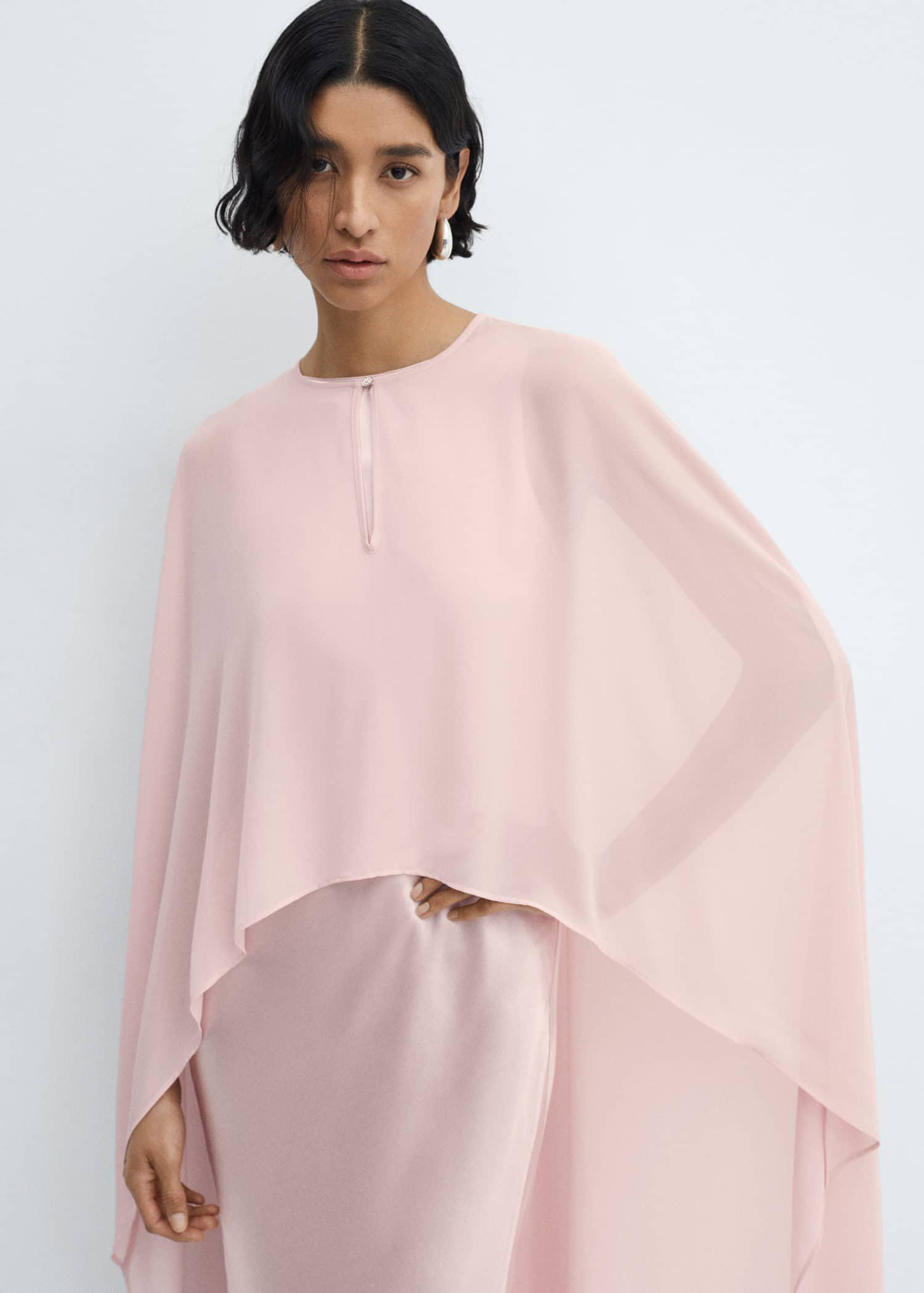 mango pink cape dress Flared cape dress