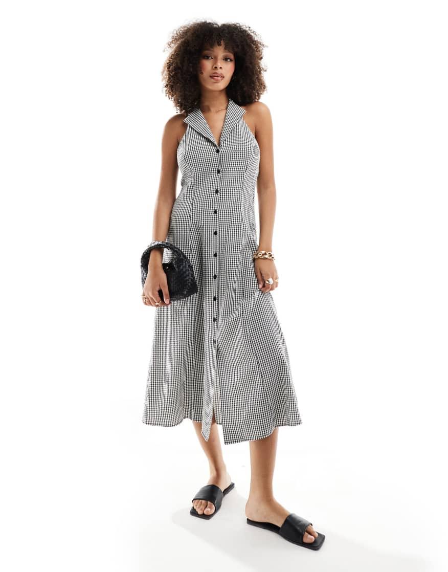 70% off NOBODY'S CHILD Lou Lou Midaxi Dress In Mono Gingham