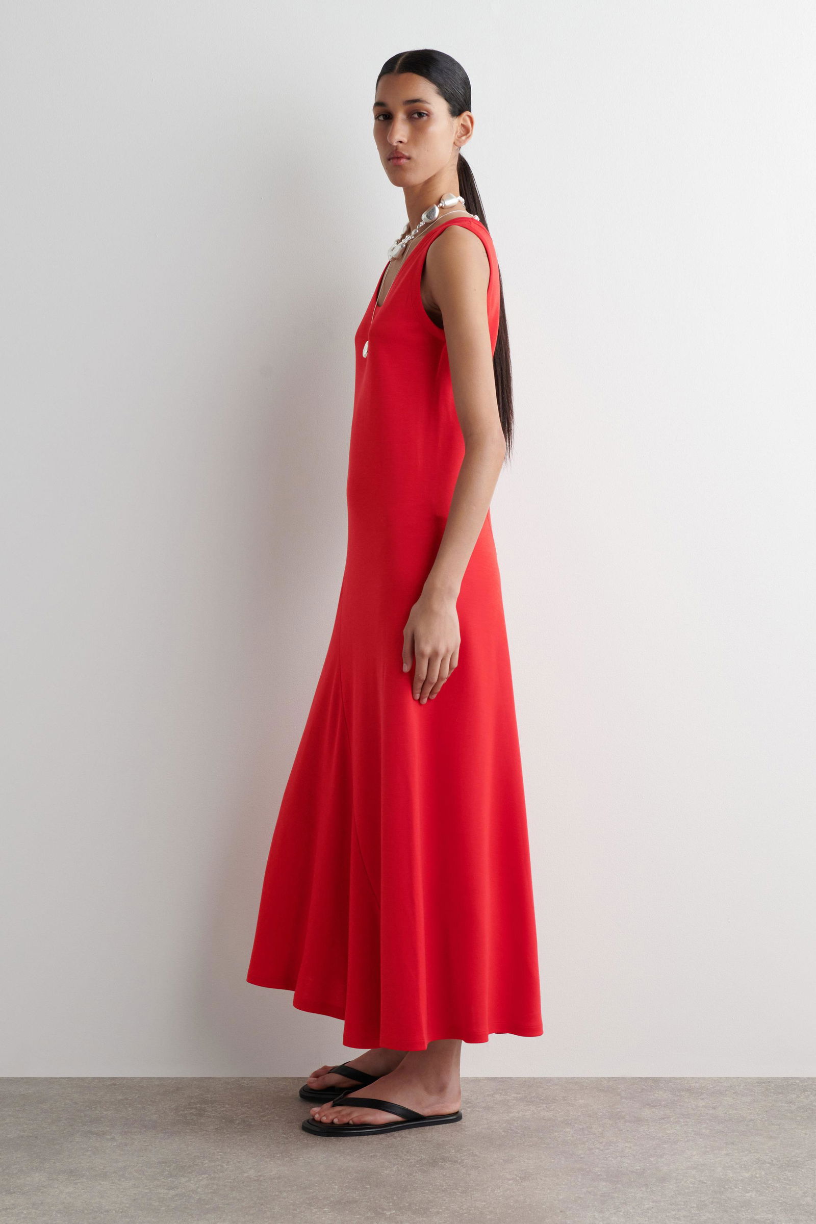 cos asymmetric strap jersey dress Midi COS Womens Twistdetail Jersey dress_type_Pageant: Miss 90s Flower Dress Black Size:FR 36 Shoulder