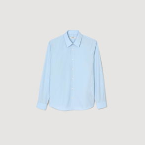Light blue SANDRO long-sleeved shirt, buttoned.