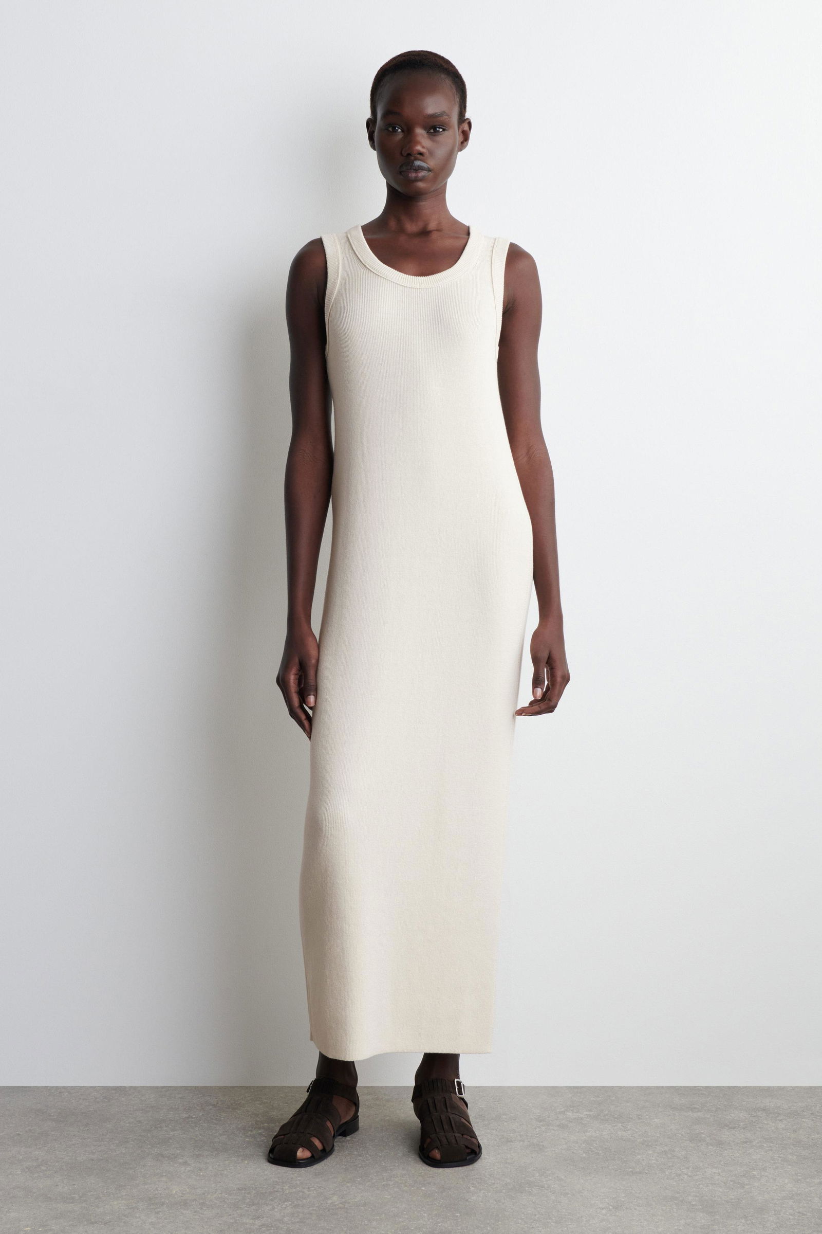 cotton silk dress Hand Pleated Column Dress