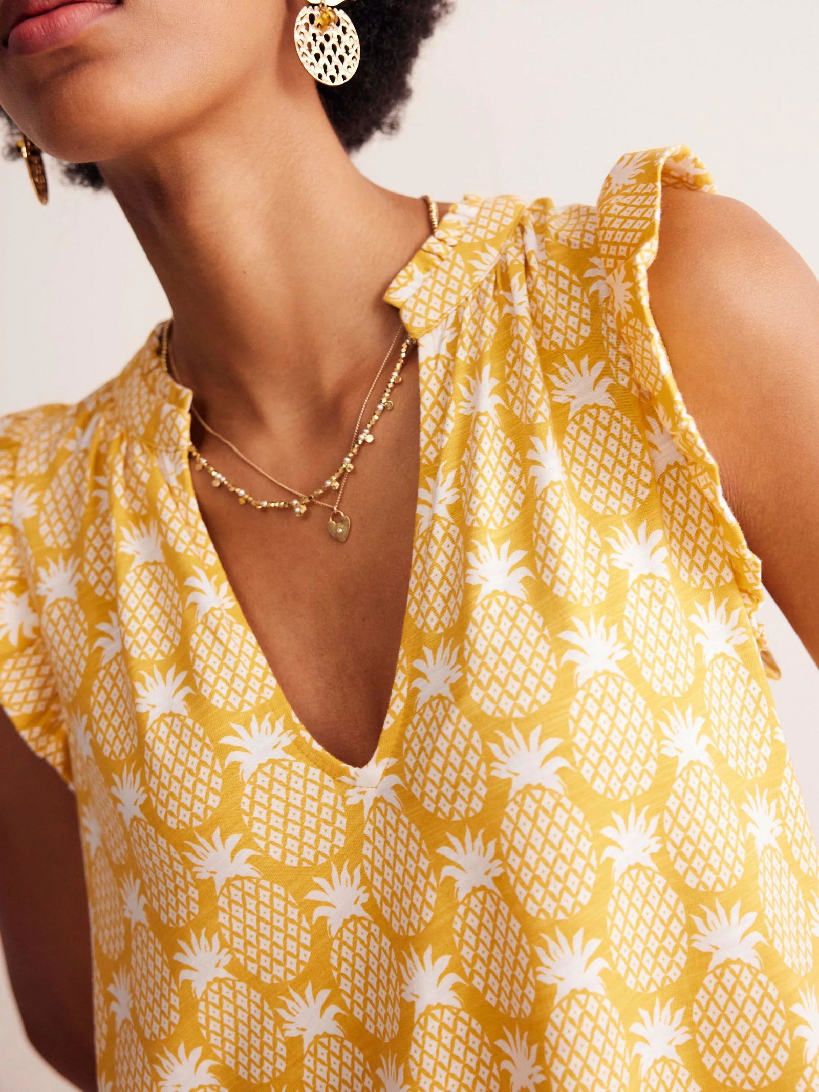 BODEN Daisy Pineapple Print Mini Dress | endource