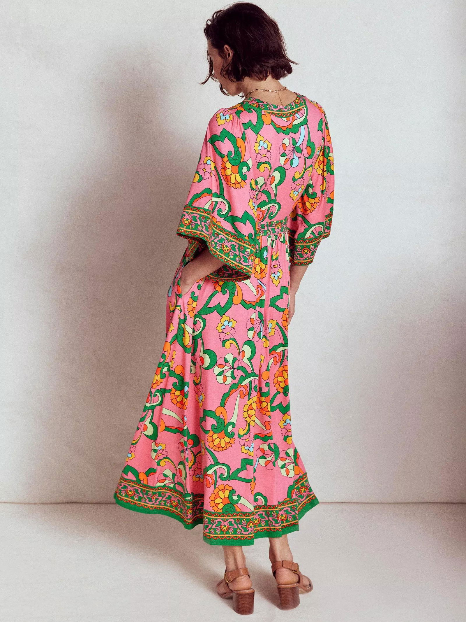 30% off BODEN Maya Flared Floral Kimono Jersey Maxi Dress