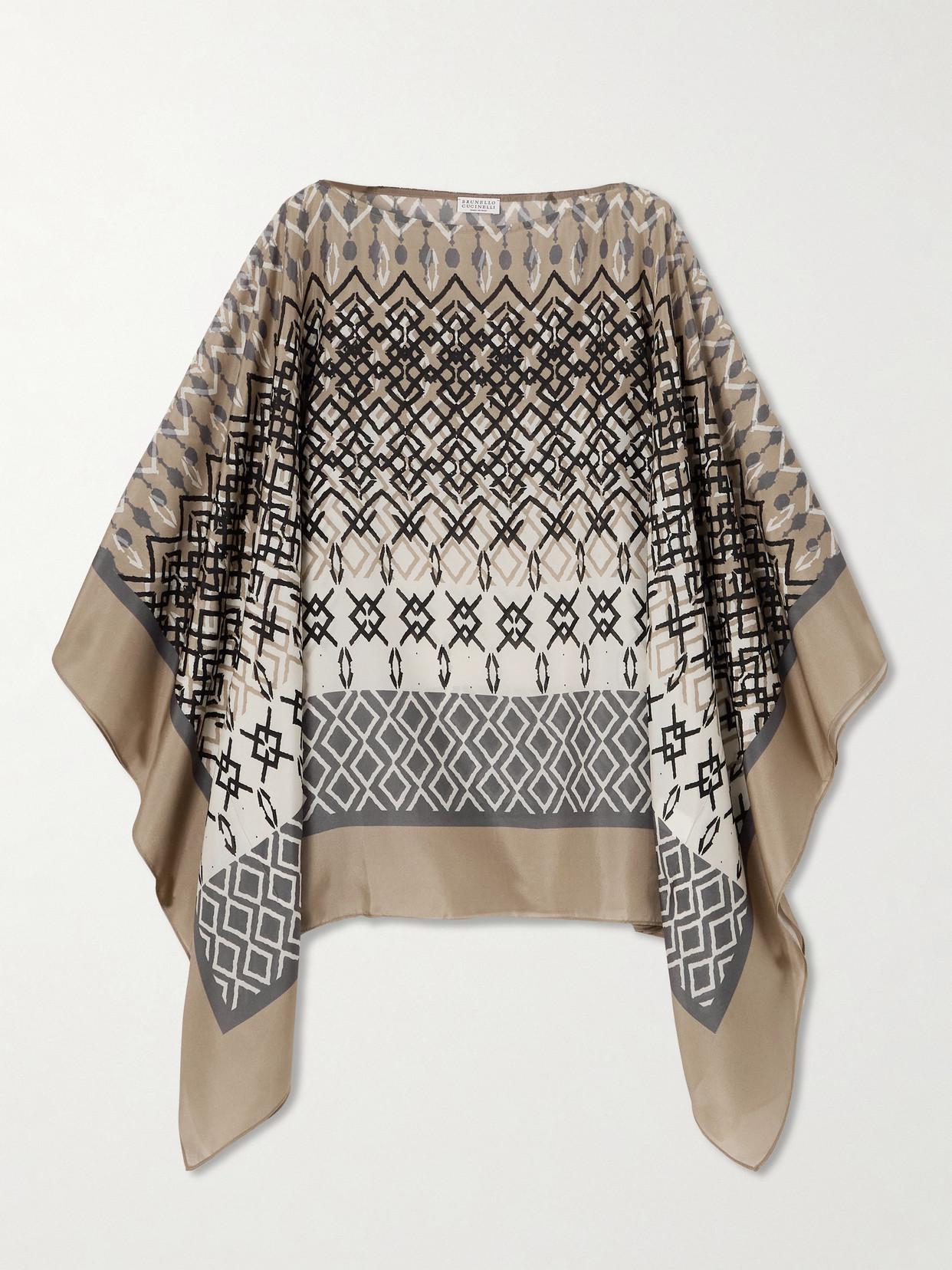 Poncho Femme Brunello Cucinelli – Lin Mélangé – Couleur Os – Neuf Avec étiquettes