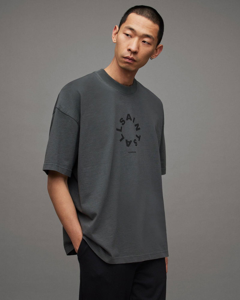 T-shirt homme oversize à col rond, avec broderie de texte imprimé - 88