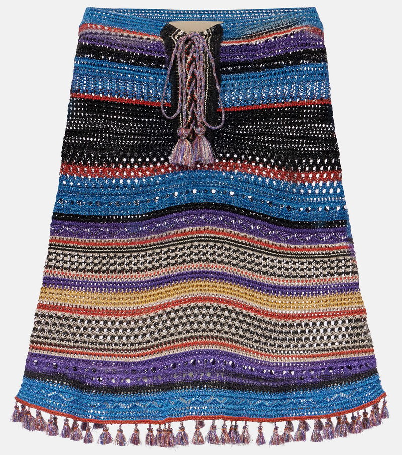 Valentino beaded knit skirt with fringe and tassel