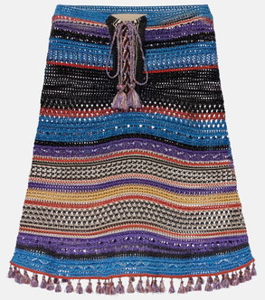 Valentino beaded knit skirt with fringe and tassel
