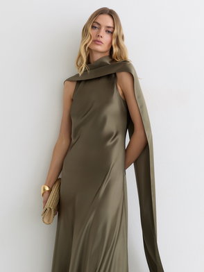 REISS Micah Satin Drape Tuck Midi Dress | endource