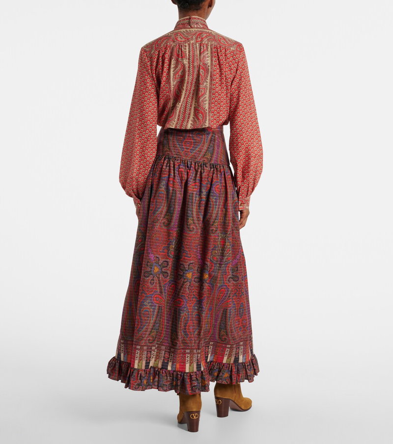 Valentino paisley print blouse and skirt ensemble
