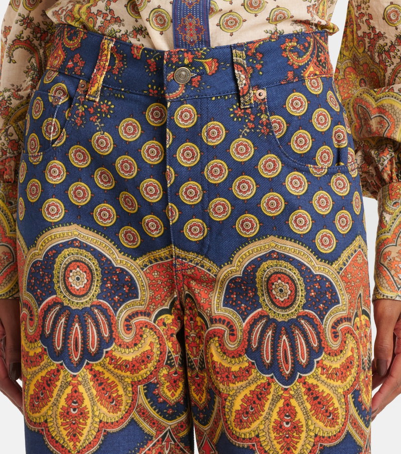 Valentino corduroy pants with a vibrant paisley print