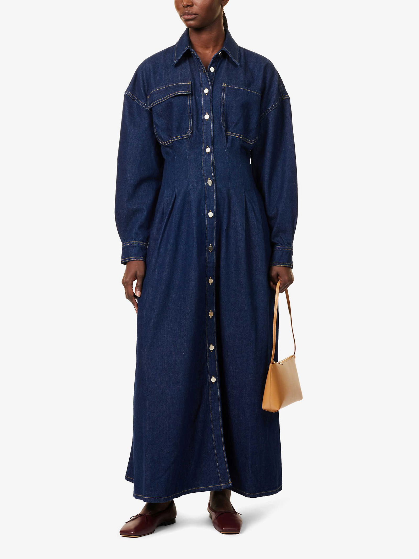 collared dress Solid Collared Midi Dress  Beautiedoll
