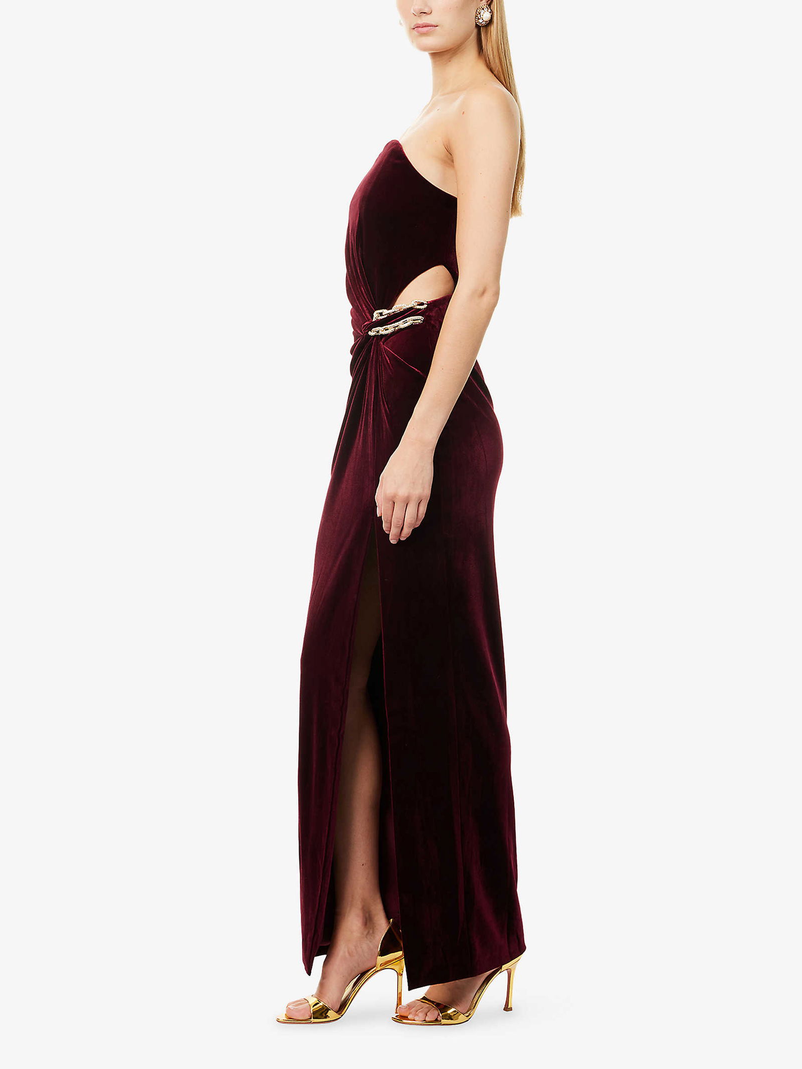 self portrait burgundy velvet dress self-portrait - Burgundy Velvet Embellished Mini Dress