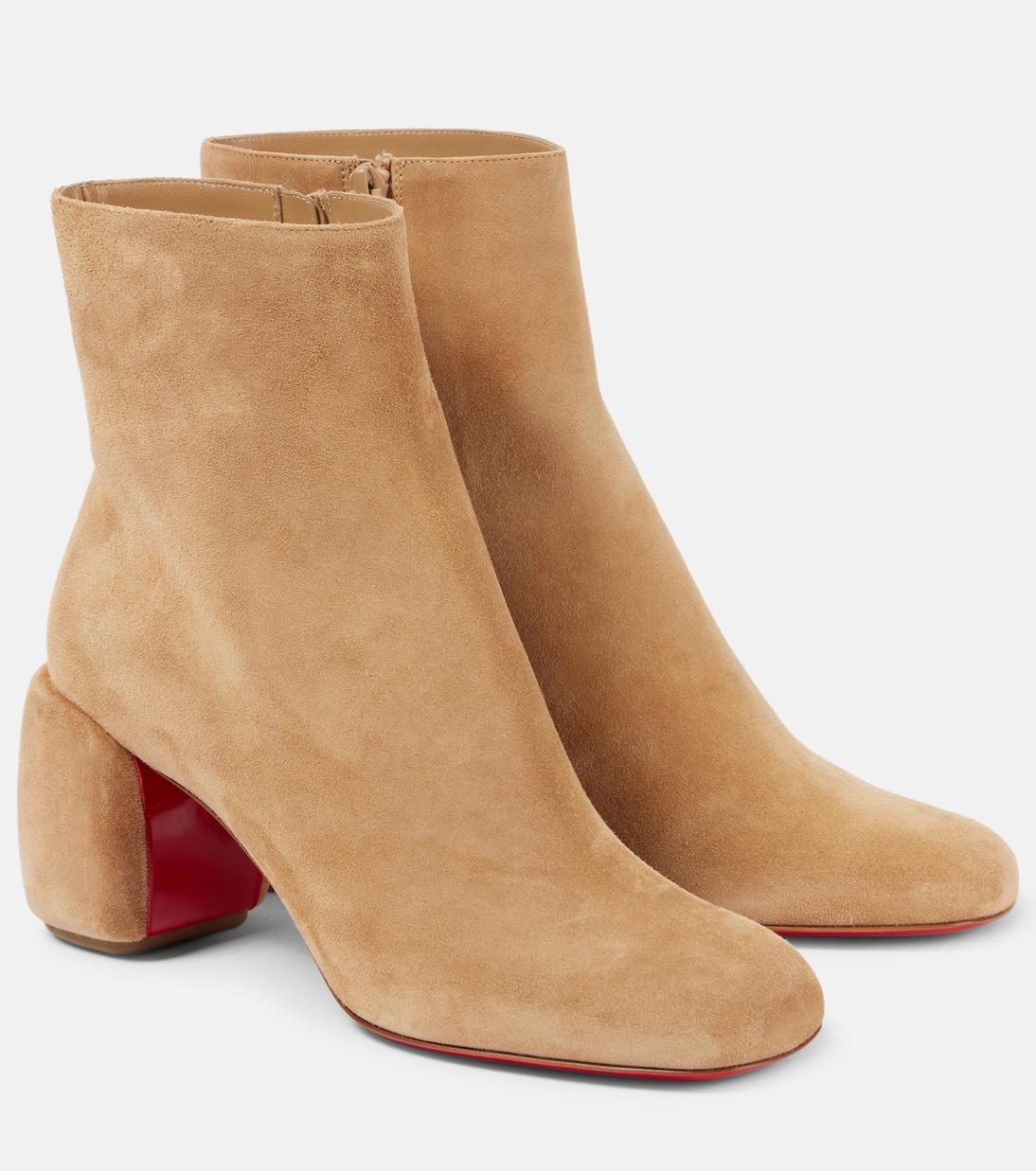 CHRISTIAN LOUBOUTIN Minny Booty 70 Suede Ankle Boots in Beige | endource