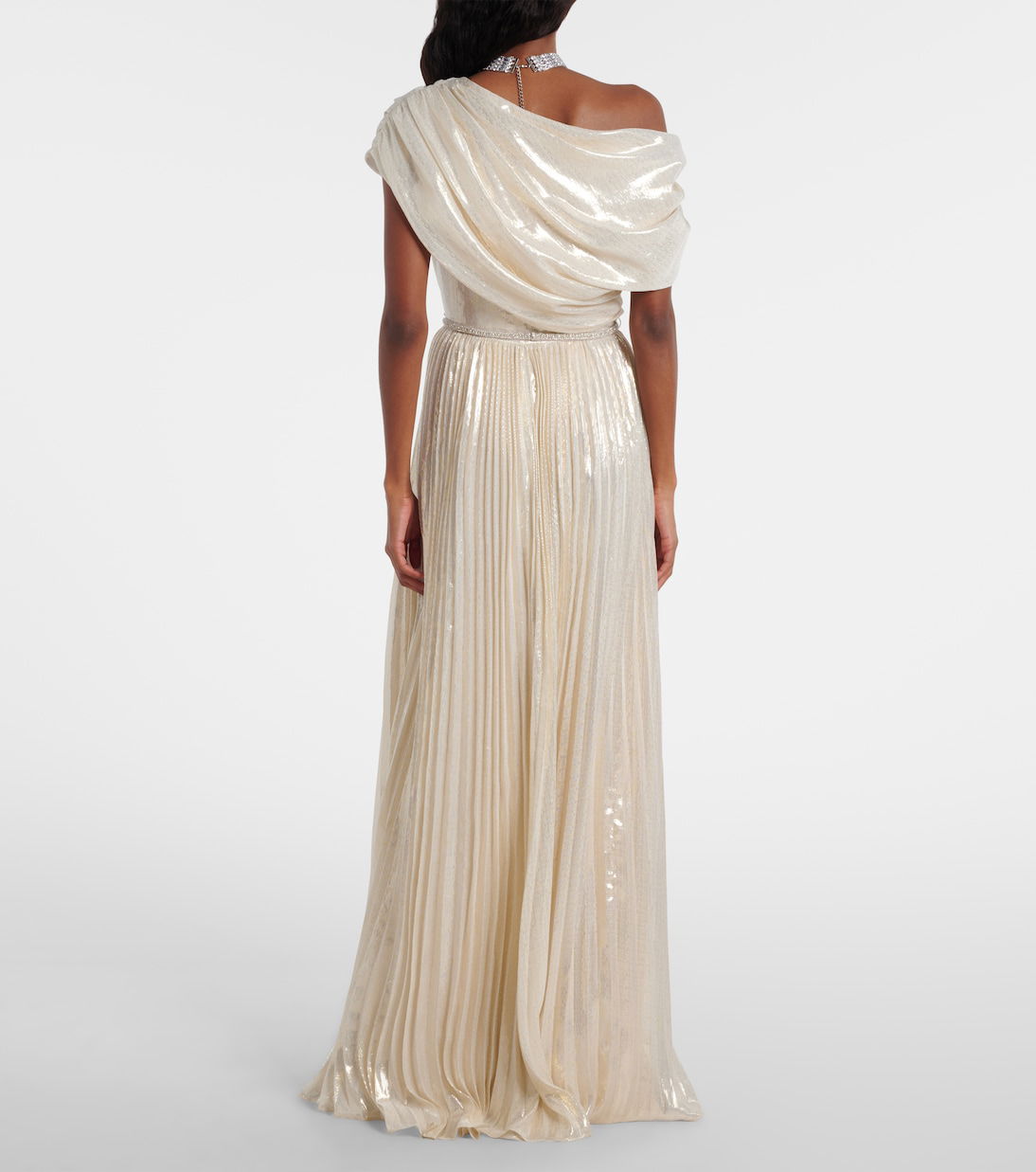 self portrait pleated chiffon maxi dress Self-Portrait Embellished pliss chiffon maxi dress Self-Portrait