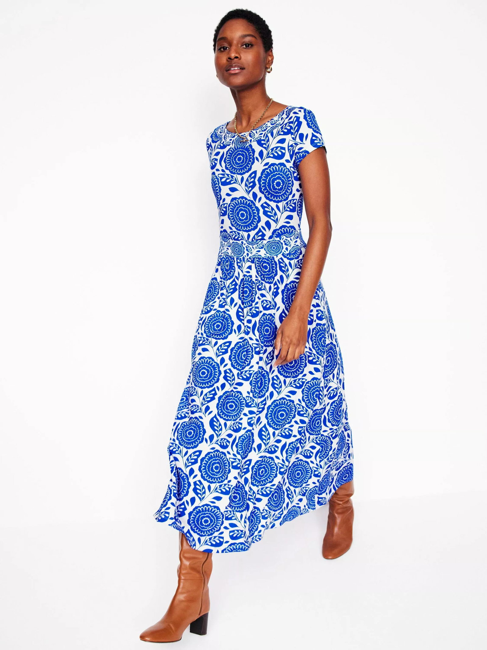 boden embroidered jersey midi dress Boden Girls Jersey Embroidered Midi Dress in Blue