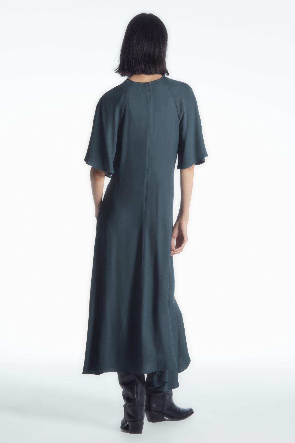 asymmetric draped midi dress cos COS Asymmetric Draped Midi Dress