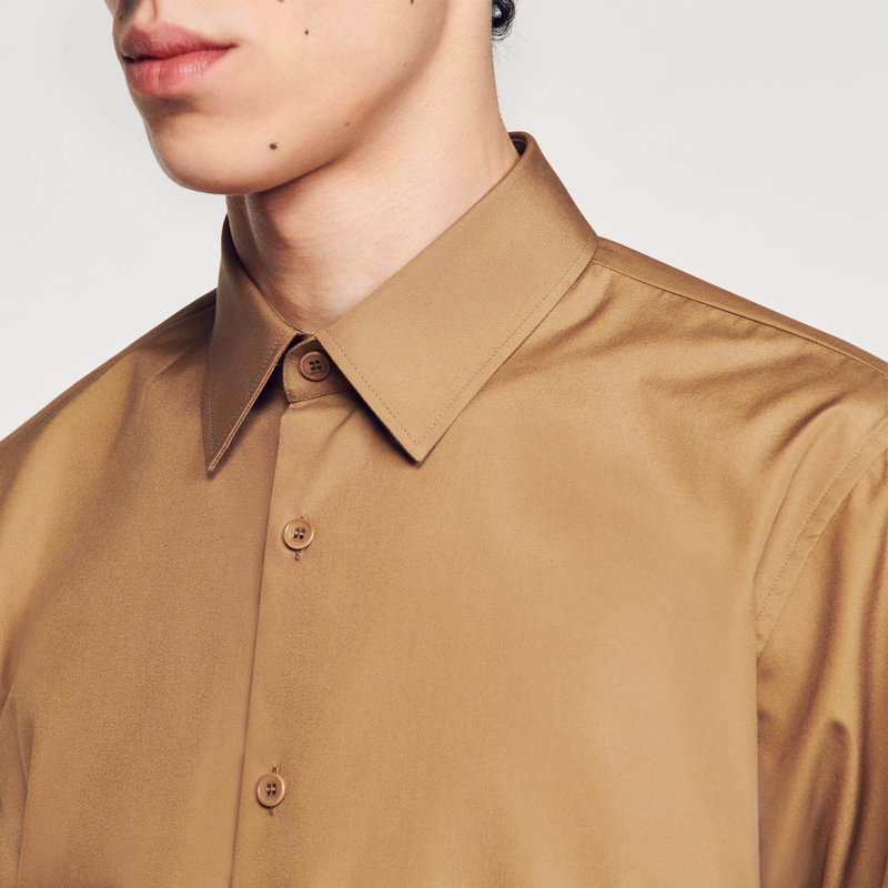 SANDRO brown shirt collar detail