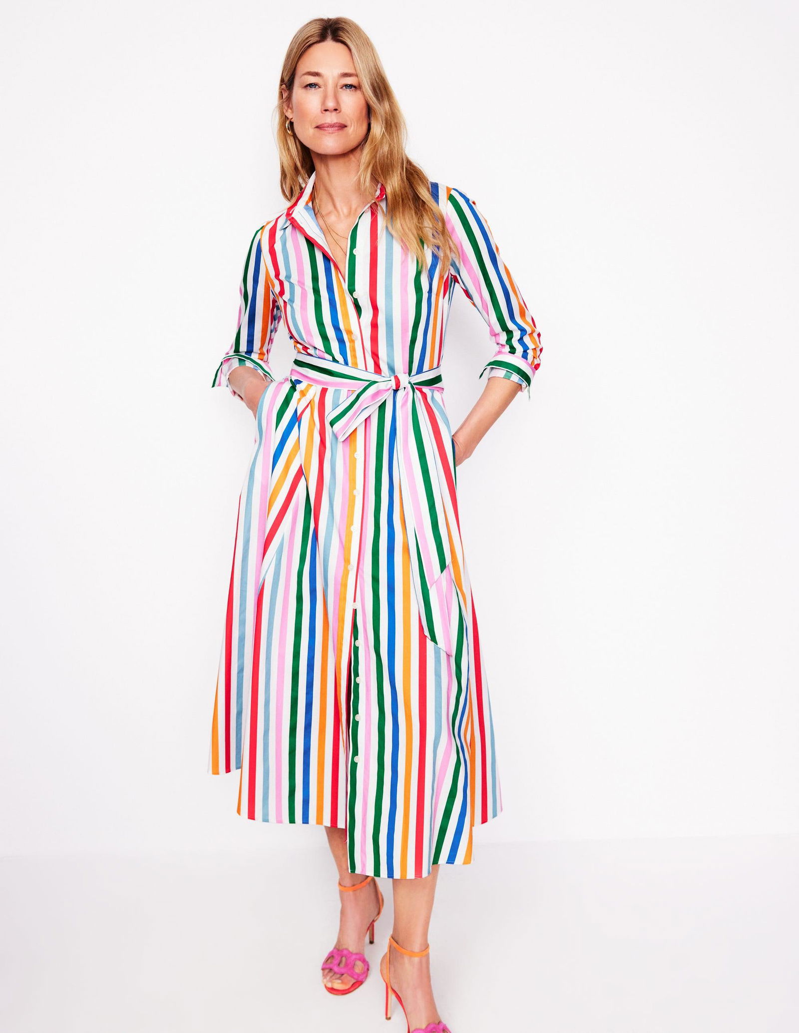 amy cotton midi shirt dress BODEN Amy Floral Shirt Midi Dress