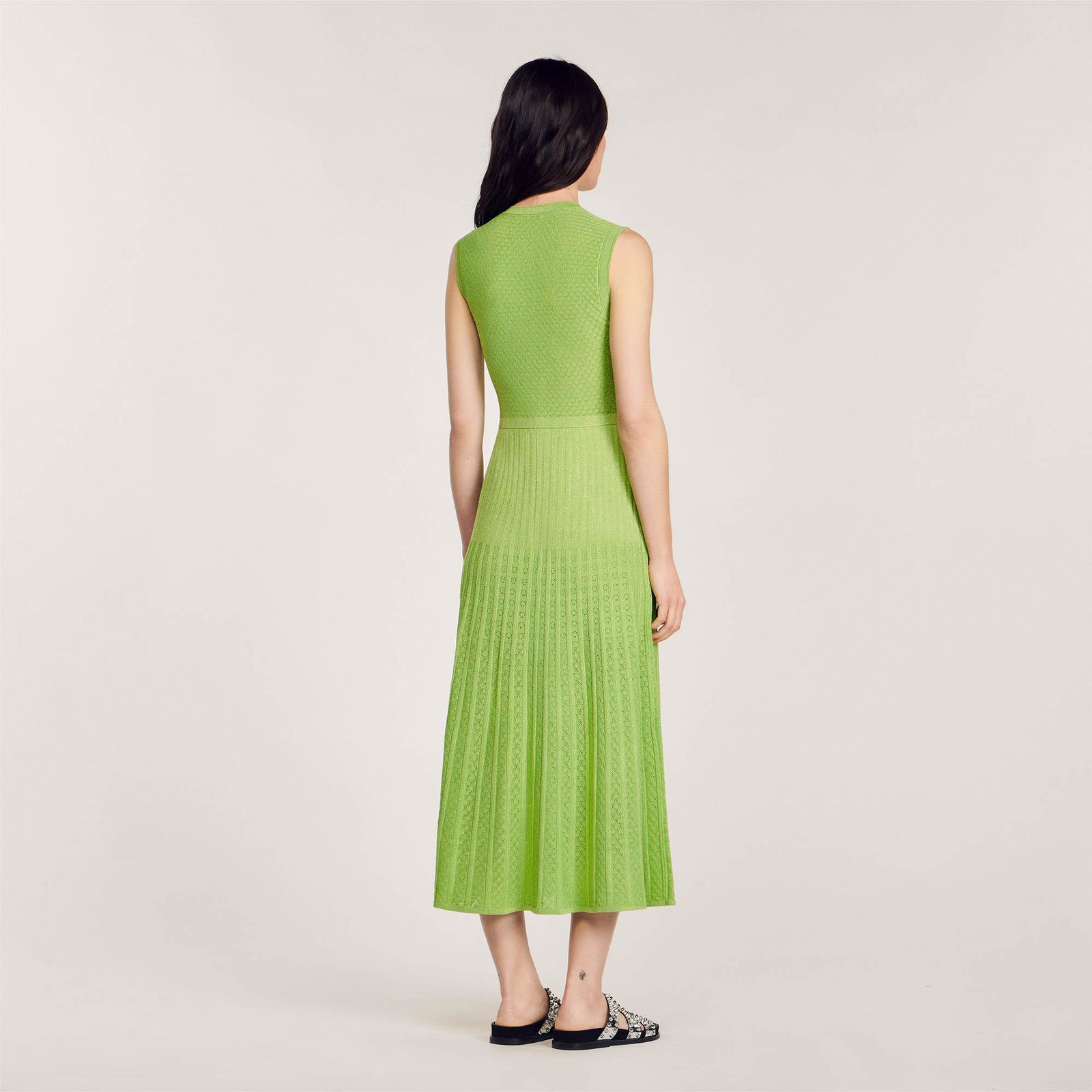 sandro knit midi dress green Sandro Knit Button-Down Midi Dress - Green