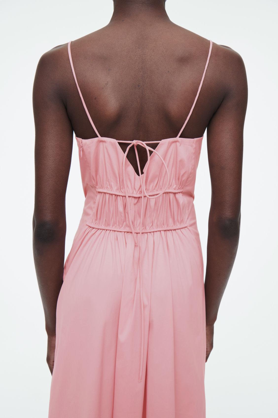 cos gathered midi dress pink Cos Gathered Midi Dress In Pink