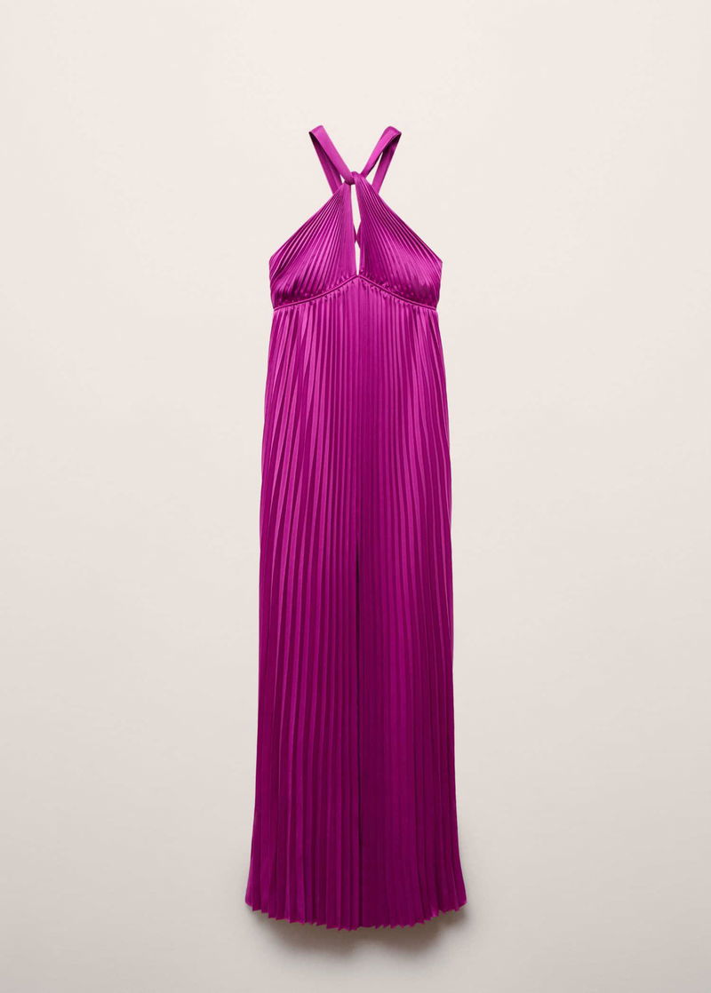 strapless open back dress MANGO.Short flowing purple dress TM  Hibuy market