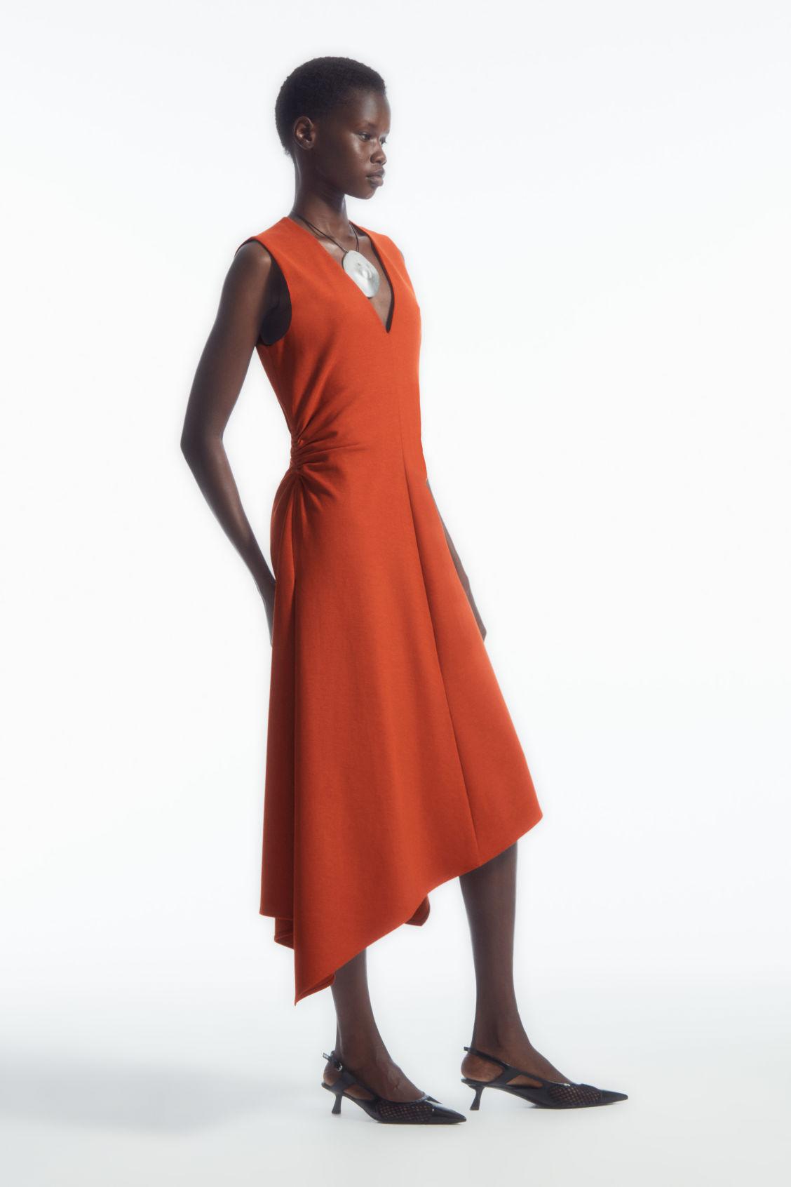 navy blue dress for baby girl COS Gathered Asymmetric Midi Dress