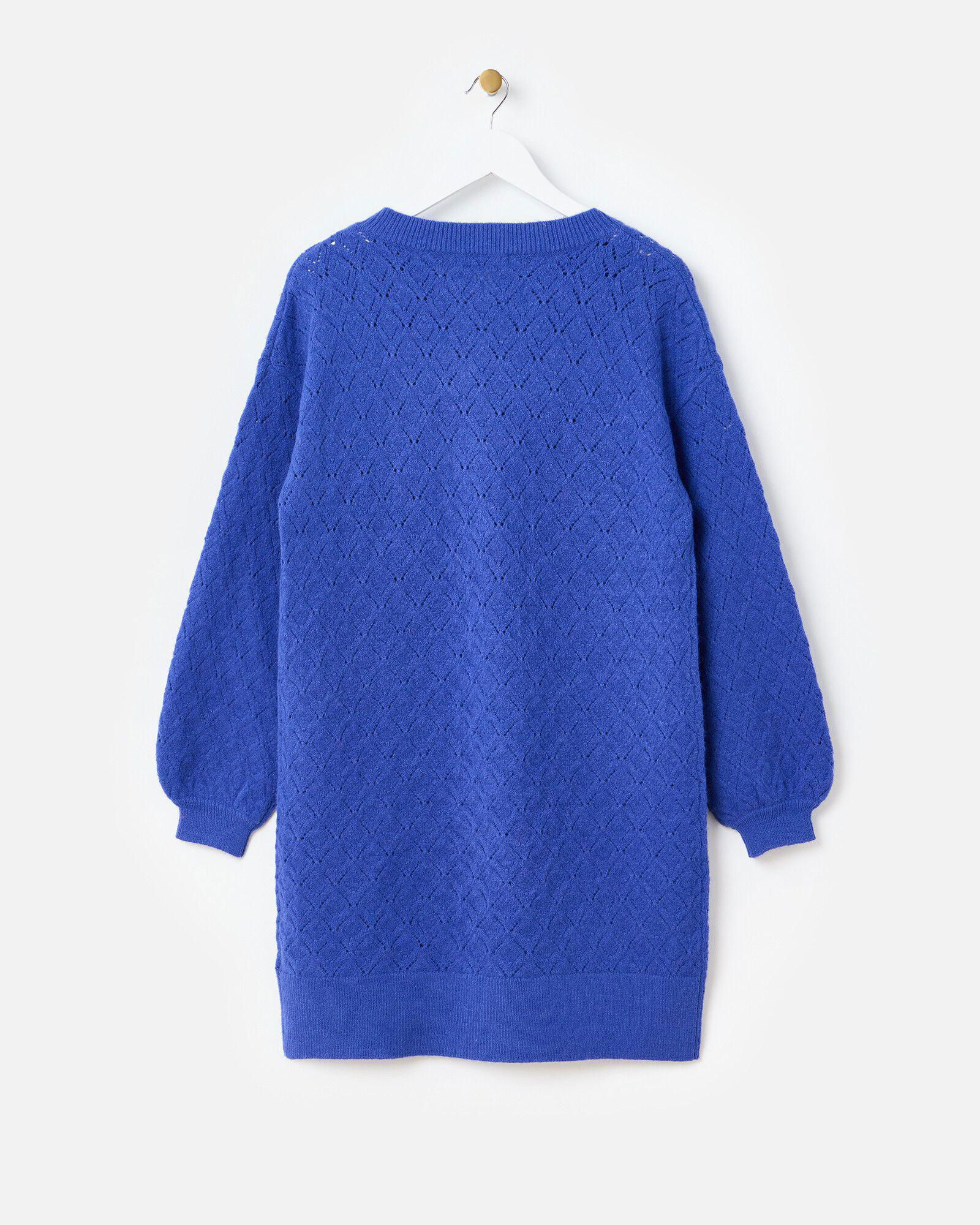 OLIVER BONAS Cobalt Pointelle Knitted Jumper Dress | endource