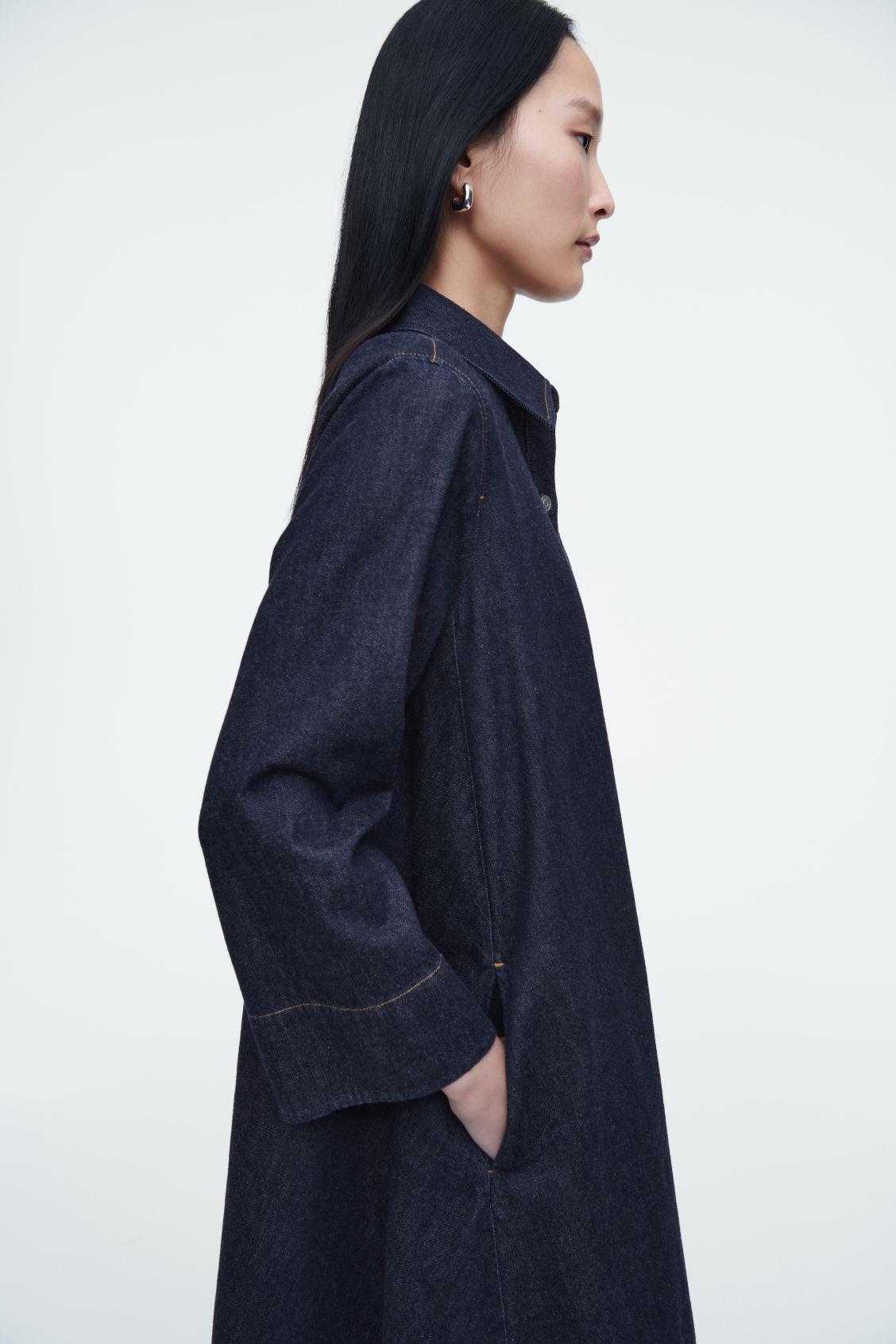 chinese dress ladies Cosmala Denim Long Sleeve Mini Dress / Indigo Blue | Meshki