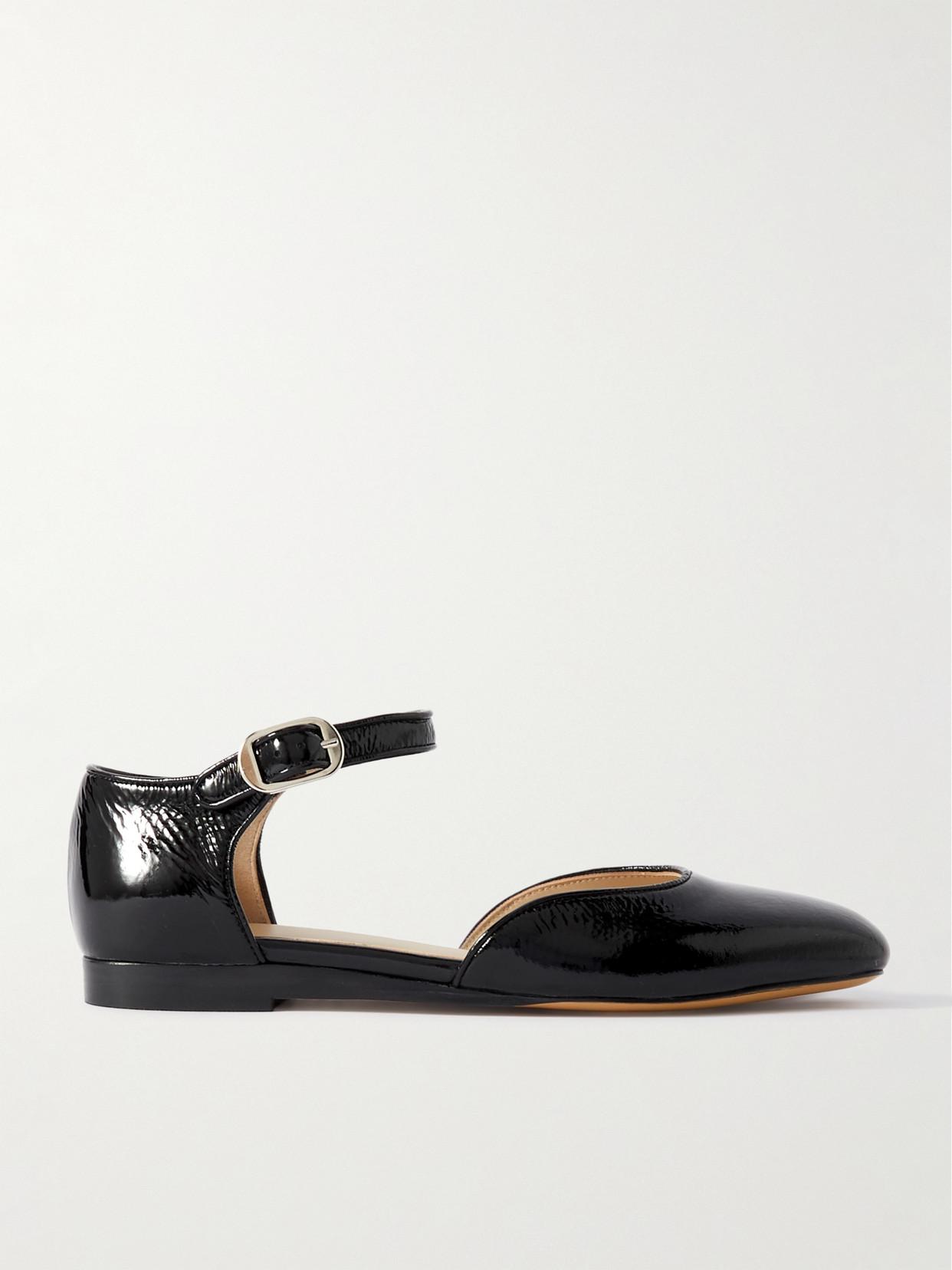 LE MONDE BERYL Patent-Leather Mary Jane Ballet Flats in Black | Endource