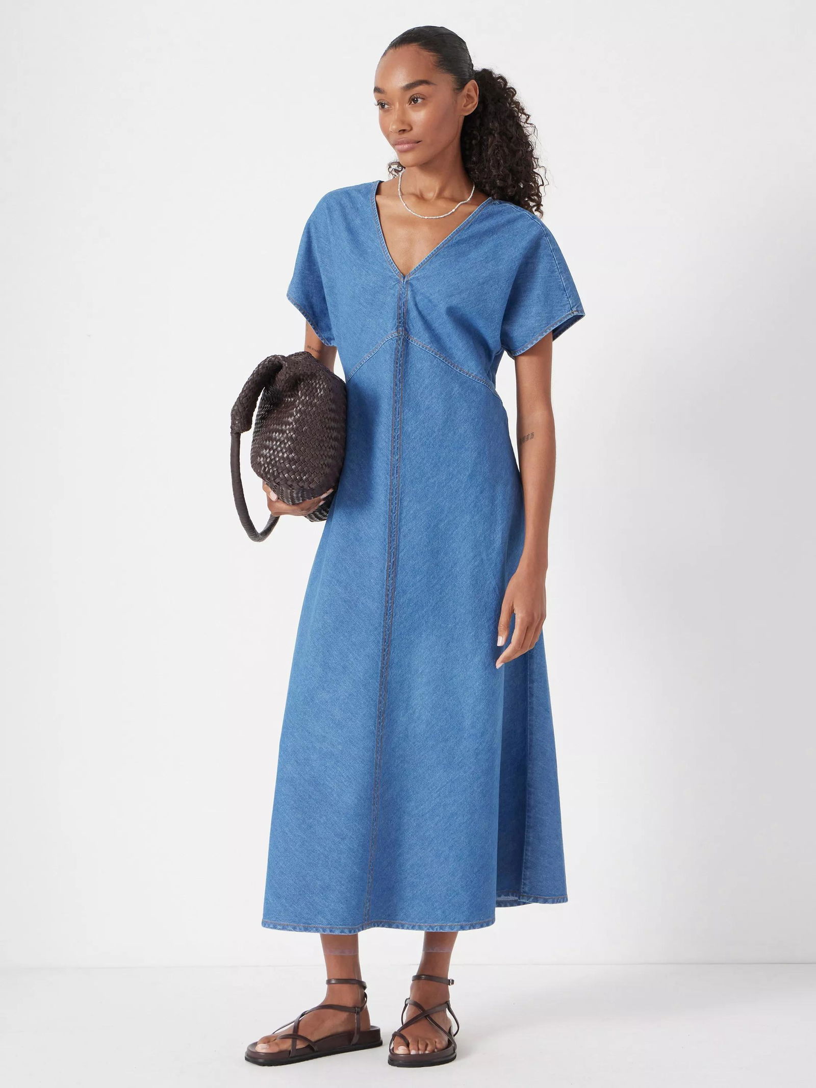 hush denim dress HUSH Grace V-Neck Denim Dress