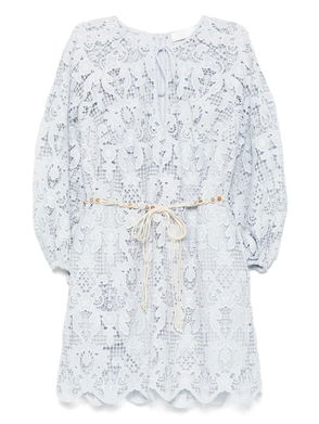 ZIMMERMANN Coco Embellished Embroidered Denim Midi Dress | endource