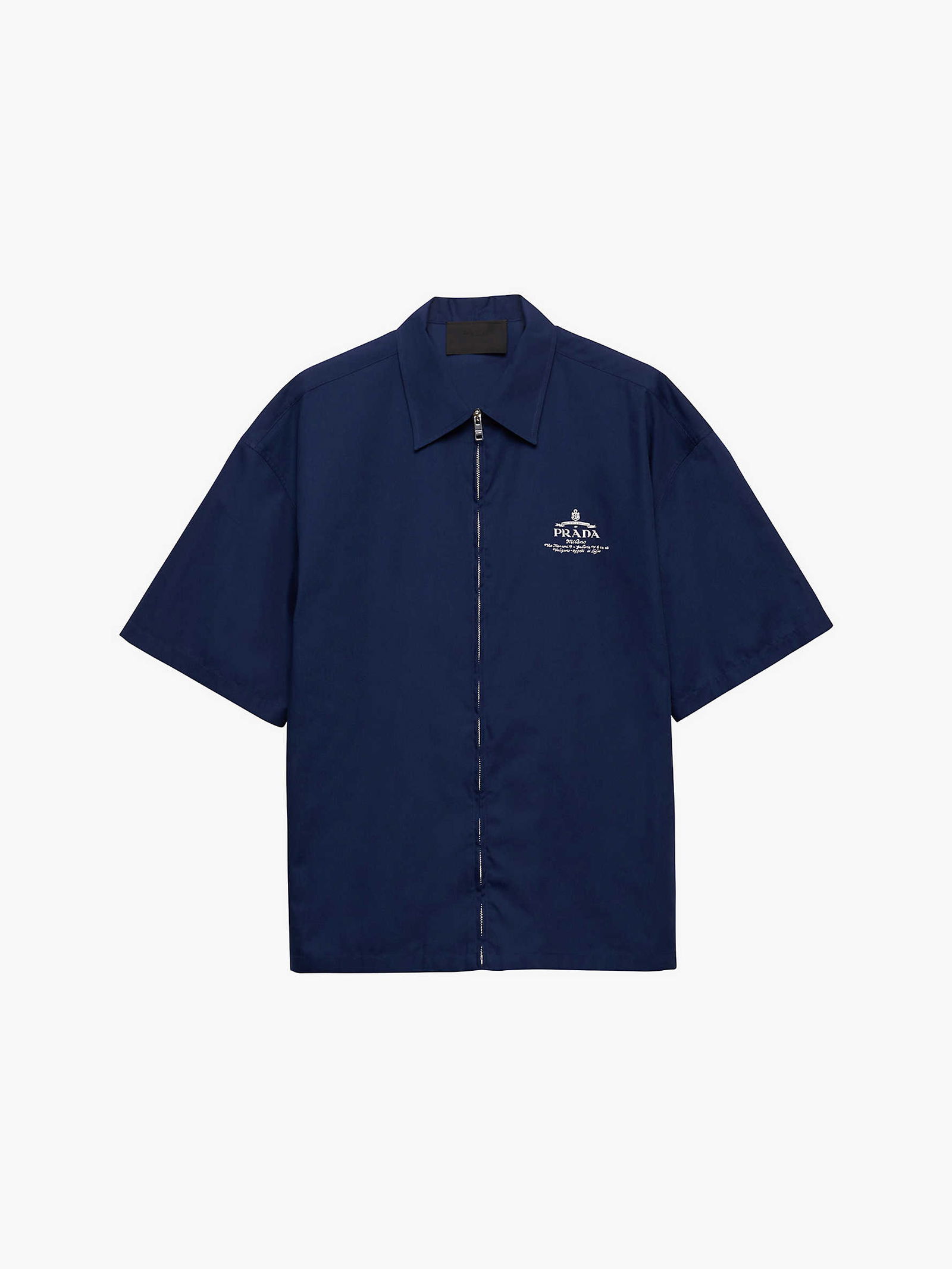 PRADA Logo-Embroidered Zip-Up Nylon Shirt | endource