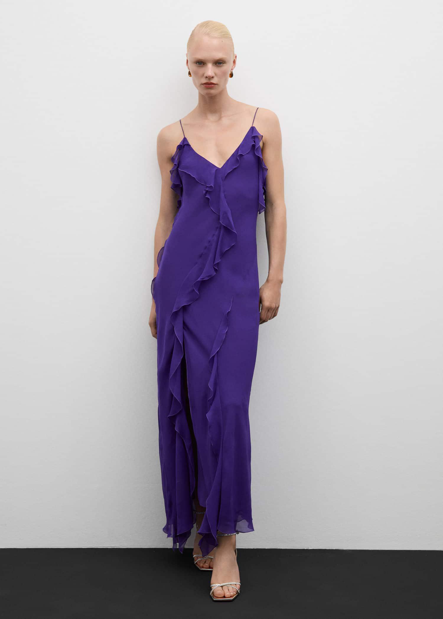 MANGO Chiffon Ruffle Dress | endource