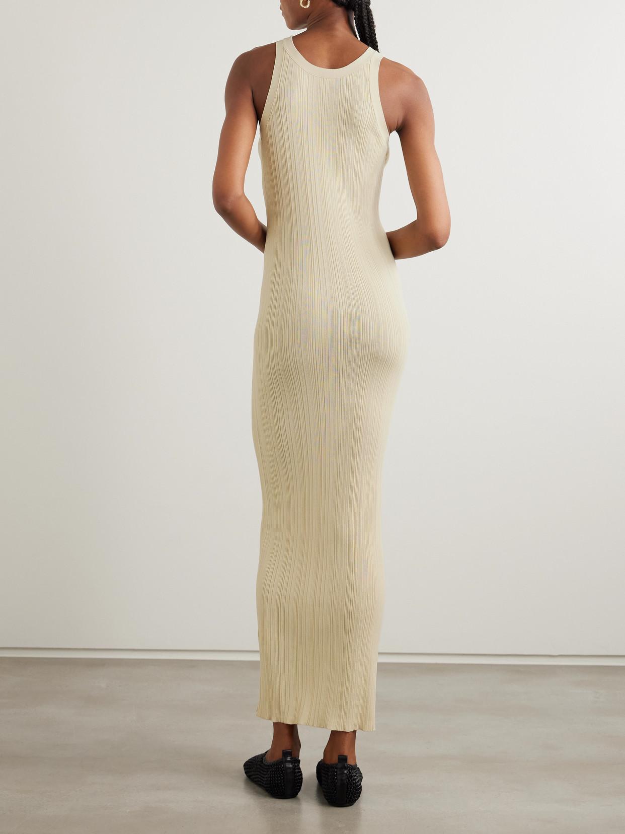 toteme open-back knitted maxi dress TOTEME: Black Slit Sleeve Knit Maxi Dress
