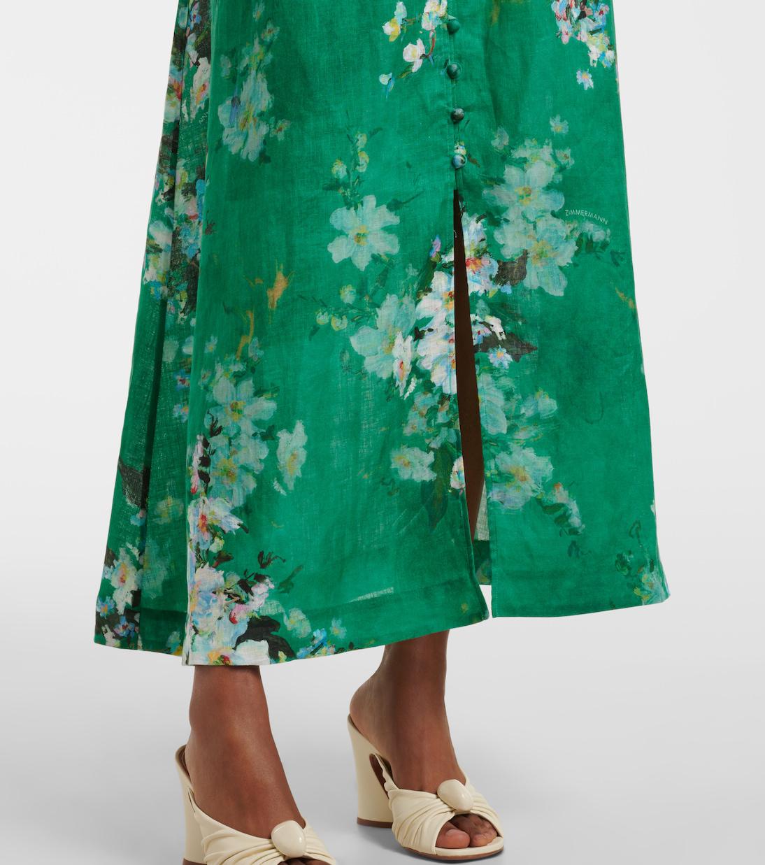 everley plunge midi dress Everley Plunge Midi Dress Green Watercolour Floral
