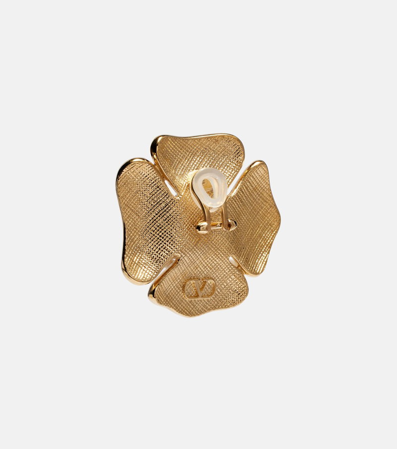 Gold flower brooch with Valentino logo