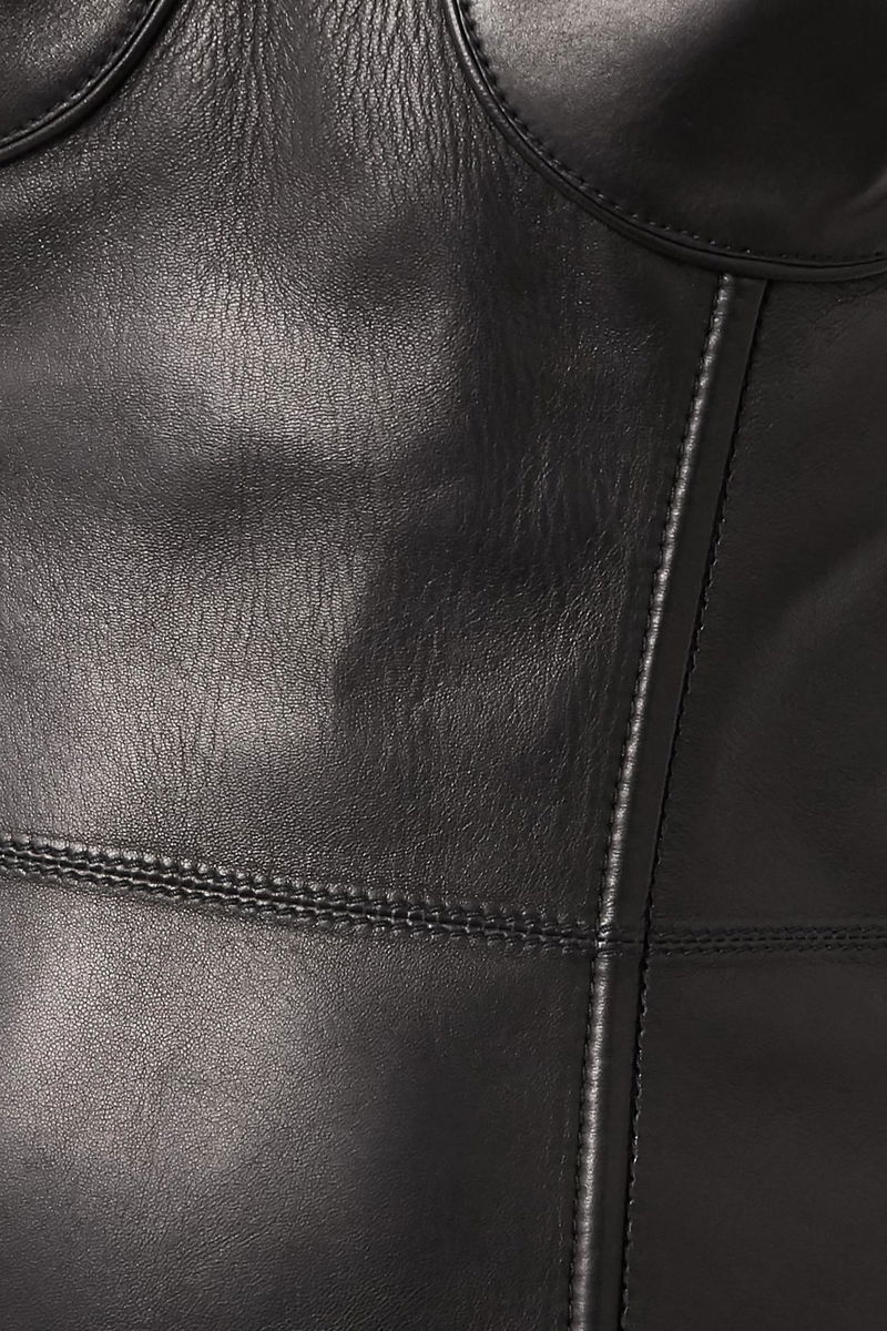 knee length dresses for ladies Valentino Leather Mini Dress with Tulle Hem — Black